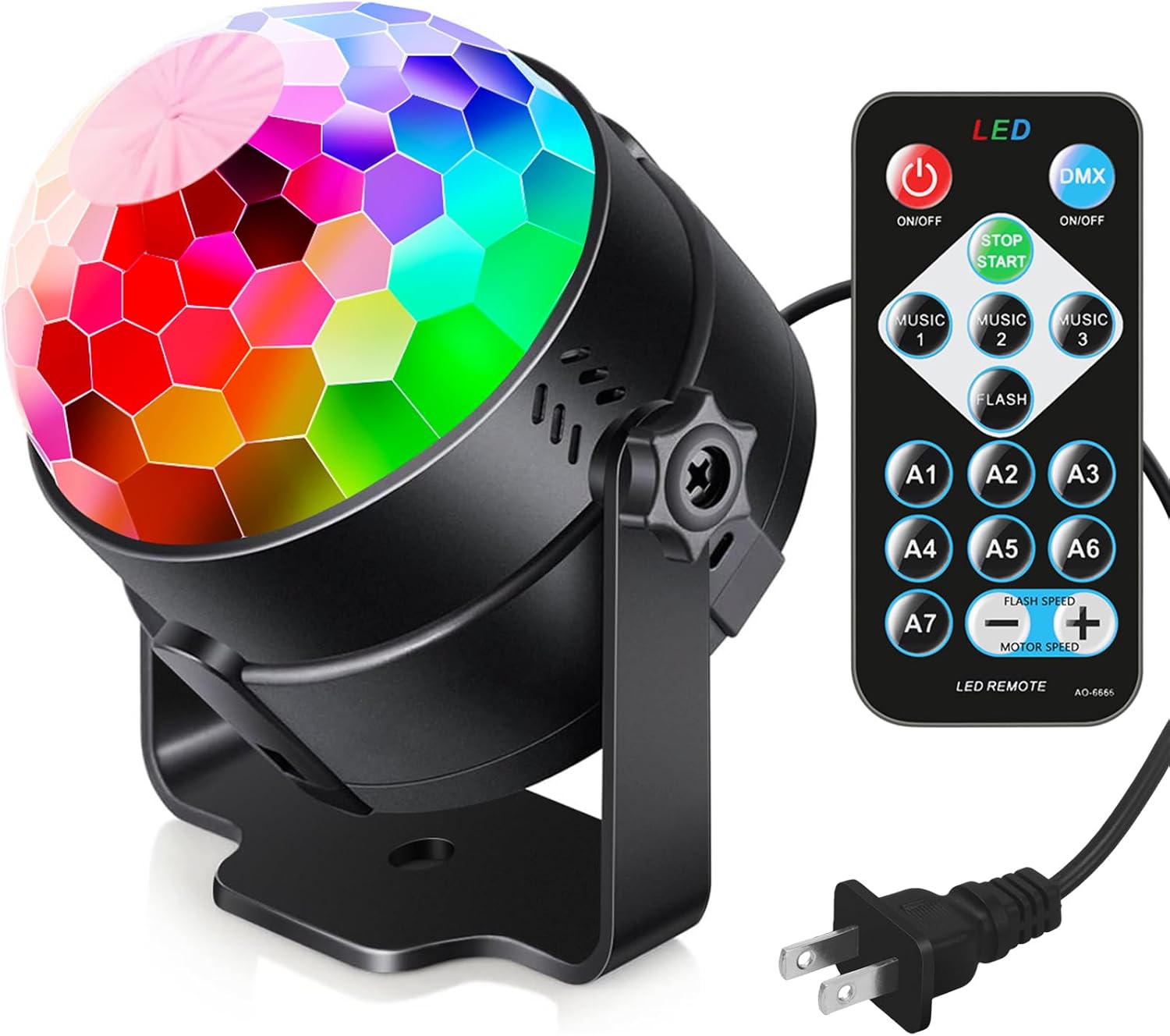 Luditek Sound Activated Party Lights with Remote Control Dj Lighting RBG Disco Ball Strobe Lamp 7 Modes Stage Par Light for Home Room Dance Parties Birthday DJ Bar Karaoke Xmas Wedding Show Club Pub