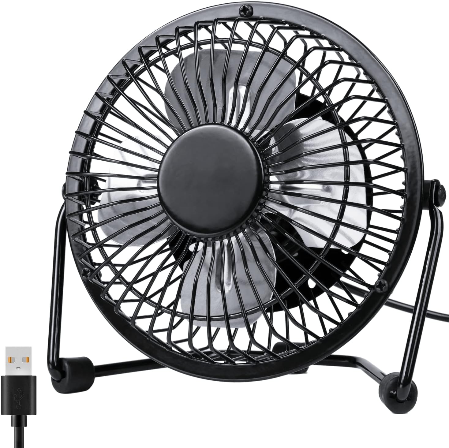 Zuvas Desk Fan Quiet Small USB Fan 360° Rotation Portable Table Fan 2 Speed Mini Personal Fan Air Cooling Electric Fan for Home Office Bedroom Travel Camping, 4 inch Black