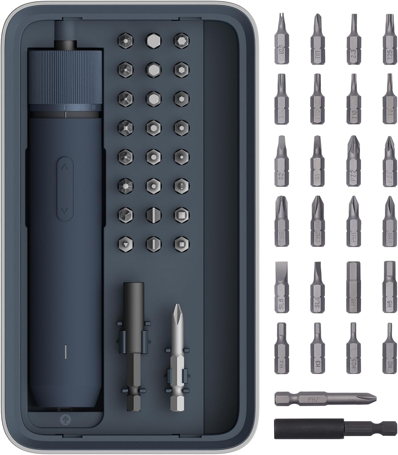 HOTO Electric Screwdriver Set, 3.6V Rechargeable Set with 25 S2-Steel Bits, Cordless Power Screwdriver with LED Light, All-in-One Design, 3 Torque, 4N·m 1500mAh, Excluding Charging Cable