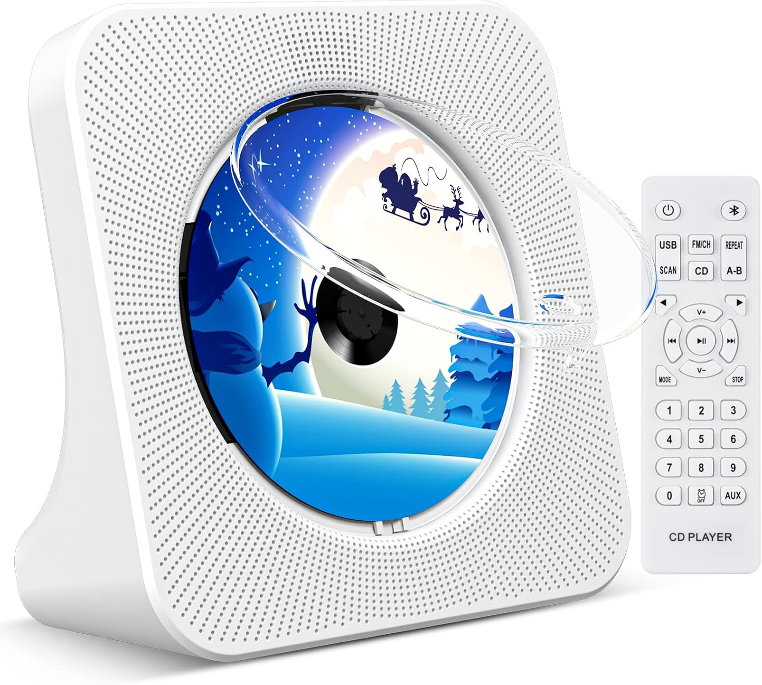 KOVCDVI CD Player for Home Desktop CD Player with Speakers CD Players Bluetooth 5.0 with Remote Control Dust Cover Display FM Radio Timer USB AUX Headphone Port