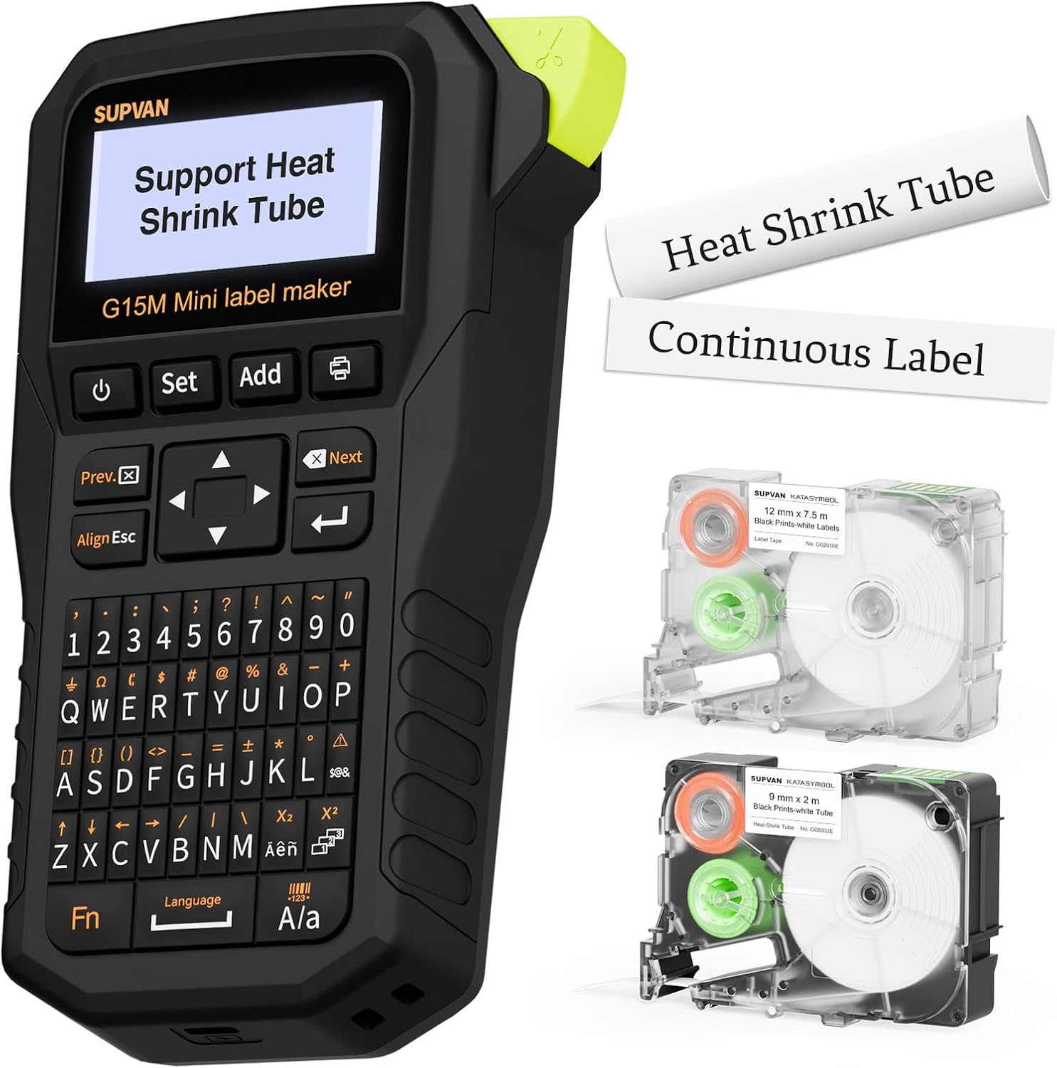 SUPVAN G15M Mini Portable Label Maker Machine with Heat Shrink Tube