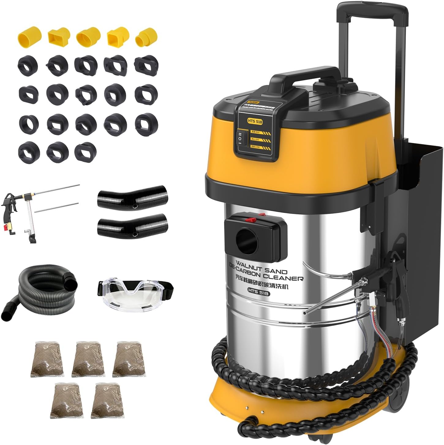 AUTOOL Walnut Blaster, Intake Valve Cleaner, 1400W Walnut Shell Blaster Kit for Carbon Cleaning, Walnut Recycling & Dust Filter, Telescopic Rod