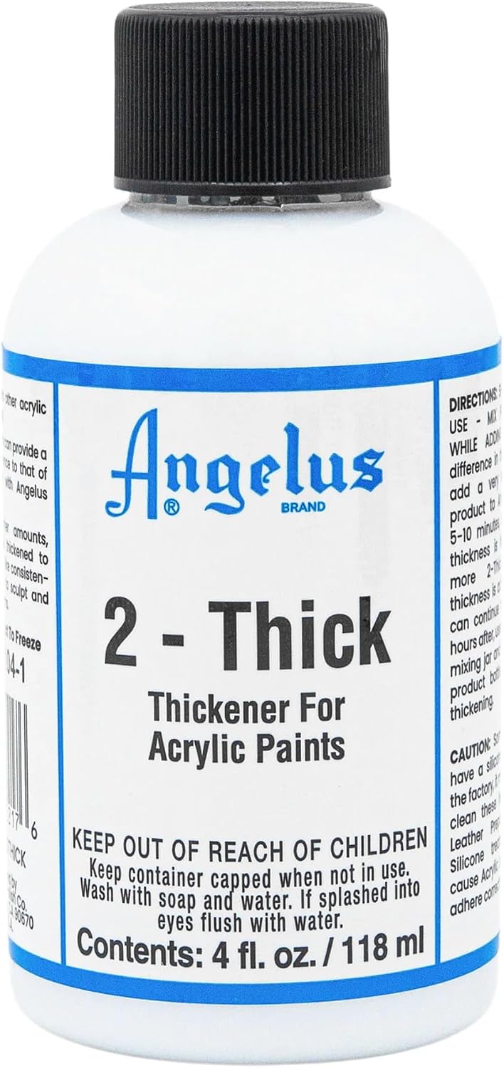 Angelus 2-Thick Acrylic Paint Additive to Thicken Creating 3D Flexible Clay Art for Shoes, Boots, Bags, Cavas Art, & More- 4oz