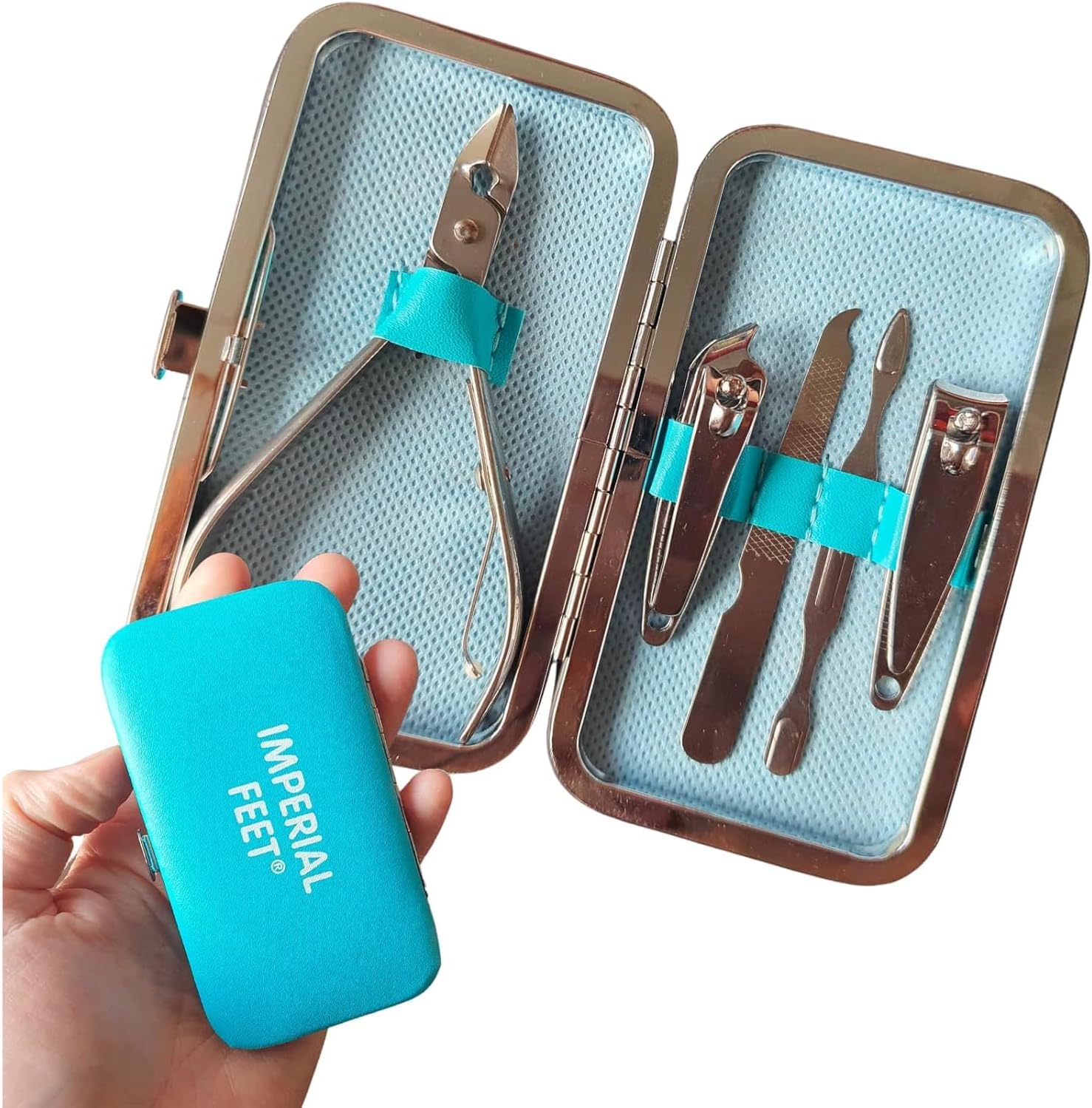 Imperial Feet Nail Pedicure Kit Set-Complete Nail Care Kit for Natural Nails with Nail Clippers, Hard Toe-Nails Cutter, & Nails Cleaner-Hand, Feet Nails Care Stainless Steel Kit for Home & Salon Use