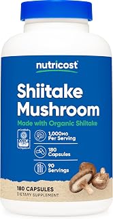 Nutricost Organic Shiitake Mushroom Capsules 1000mg, 90 Servings - CCOF Certified Made with Organic, Vegetarian, Gluten Free, 500mg Per Capsule, 180 Capsules