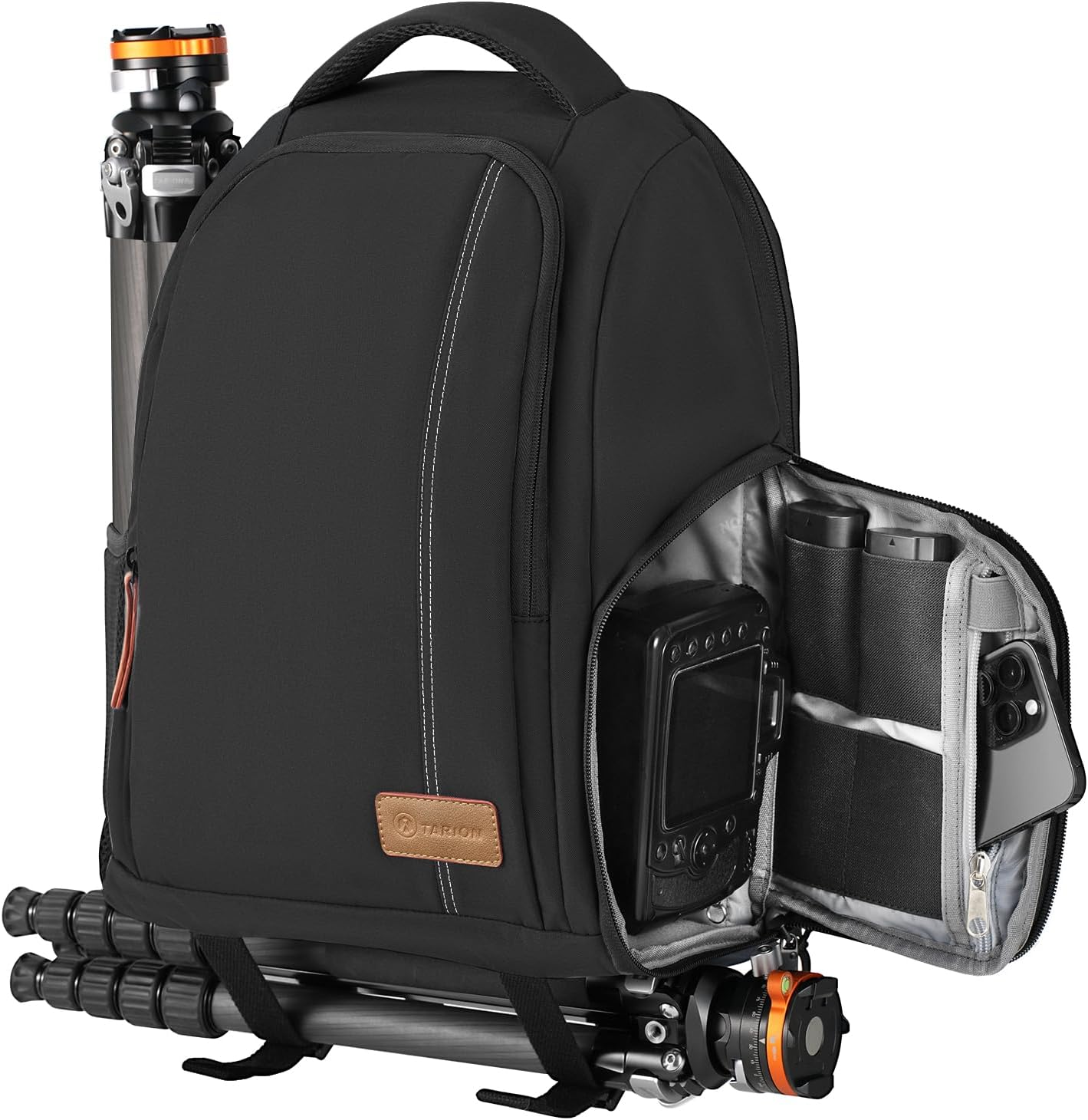 TARION Camera Backpack, Photography Backpack with Large Capacity, Padded Insert, 15'' Laptop Compartment, Professional Waterproof Camera Bag for DSLR SLR Canon Nikon Fuji Sony Cameras