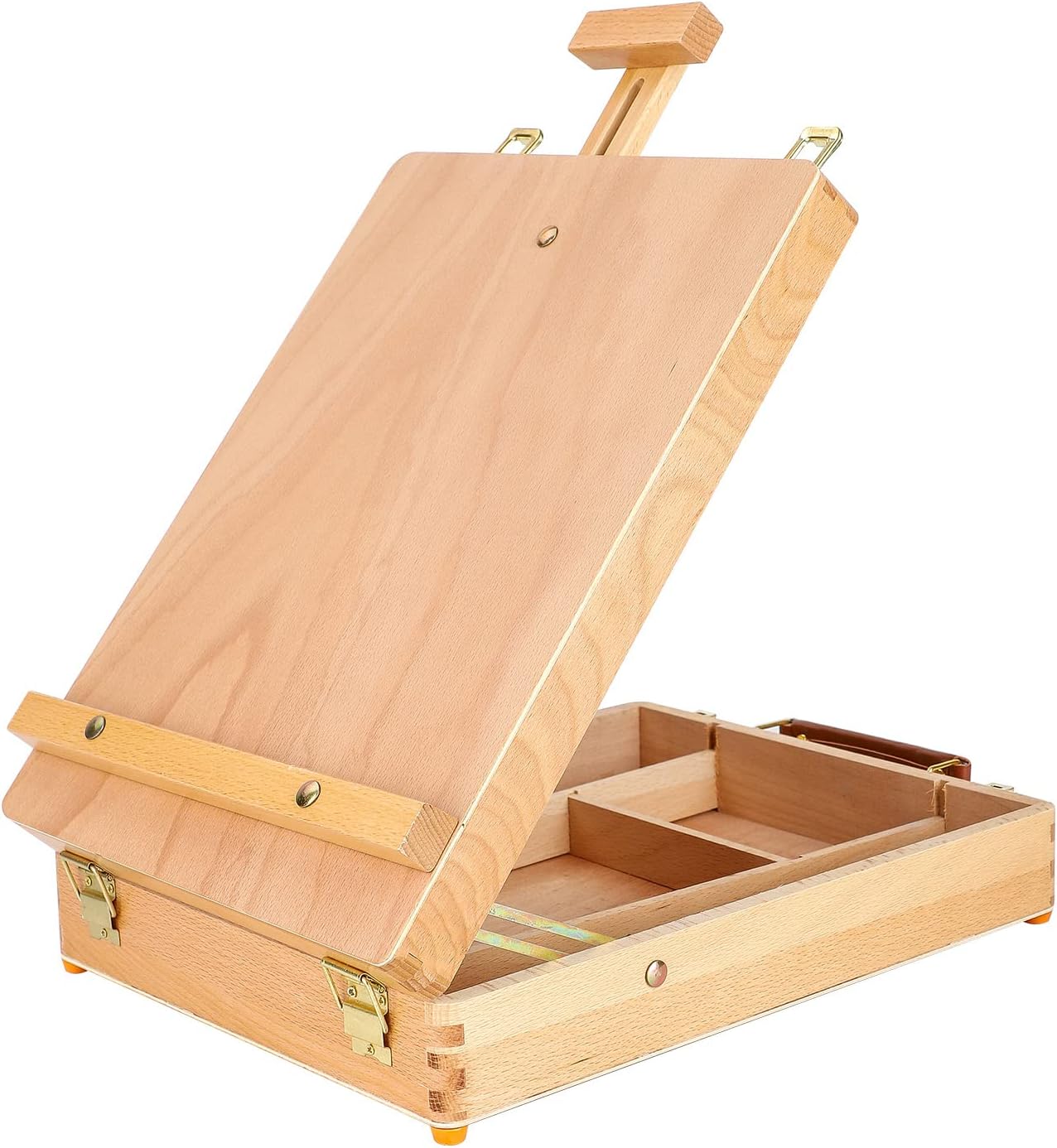 Trintion Table Easel Box Art Supplies Easel Box Wooden Adjustable Foldable Desktop Sketch Portable Art Painting Storage Box for Children's Artist Drawing Student