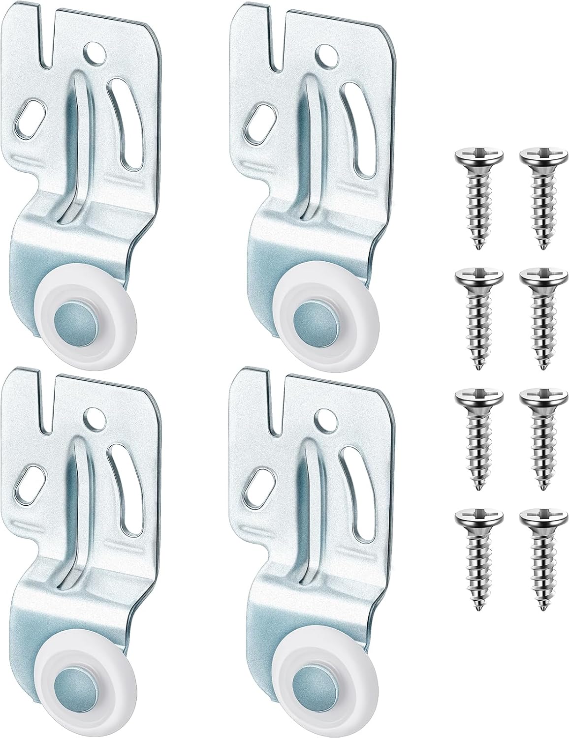 Blulu 4 Pcs Closet Sliding Door Roller Hardware Kit Wardrobe Wheels for Top Hung Bypass 3/4" to 1-3/8 Inch Thick Kitchen Doors (Modern Style)