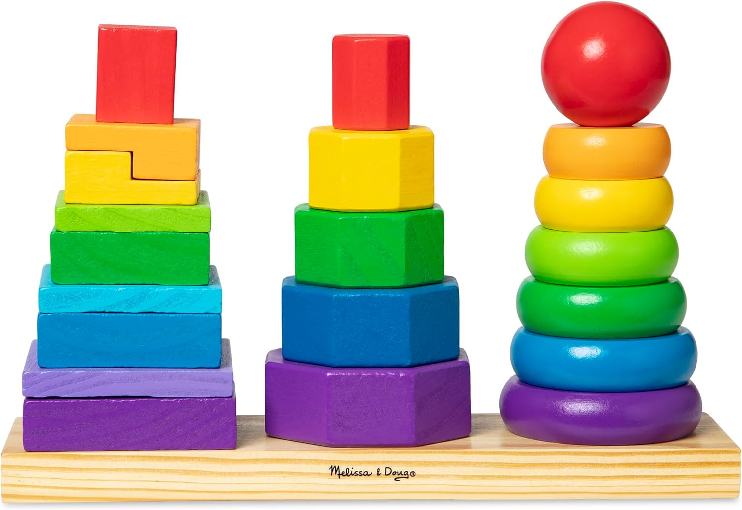 Melissa & Doug Geometric Stacker - Developmental Toy Age 2+, Motor Skills, Problem Solving, 2+, Gift for Boy or Girl