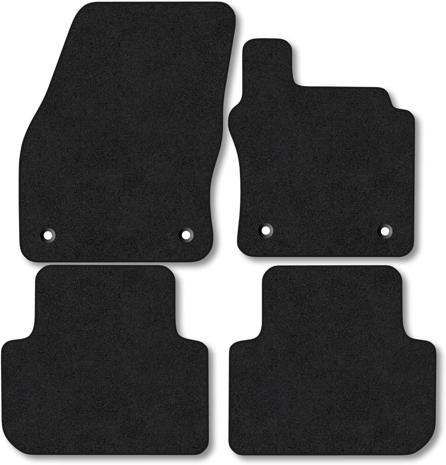 VW Tiguan (2016-2024) Premium Car Mats Accessories Tailored Fit Tufted-Pile Carpet Black Trim Non-Slip Floor Mats Full Coverage Compatible Accessory Full Front & Rear Set Hand-Finished with Clips
