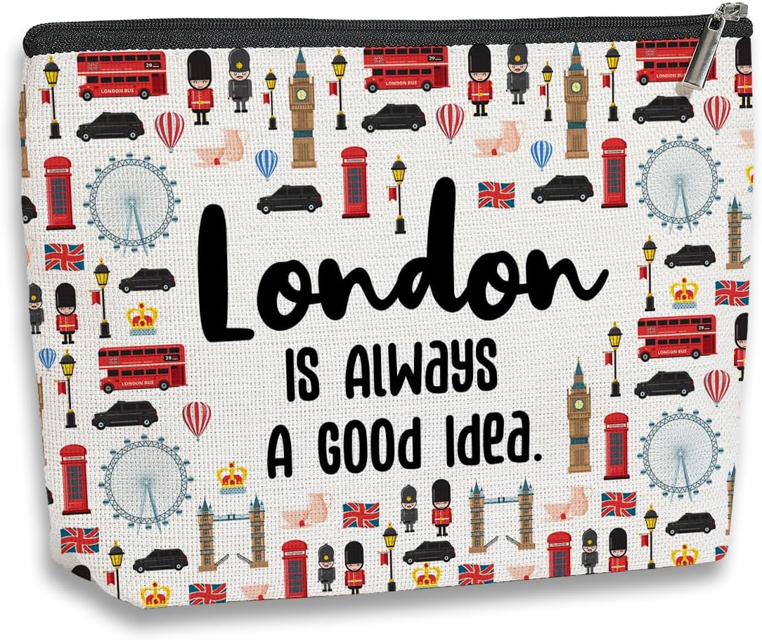 London Travel Gift London Lover Gifts London City Skyline London Themed Gifts for London Traveller Women Friends Sister London Bachelorette Trip Gift Travel Toiletry Makeup Organizer Zipper Pouch