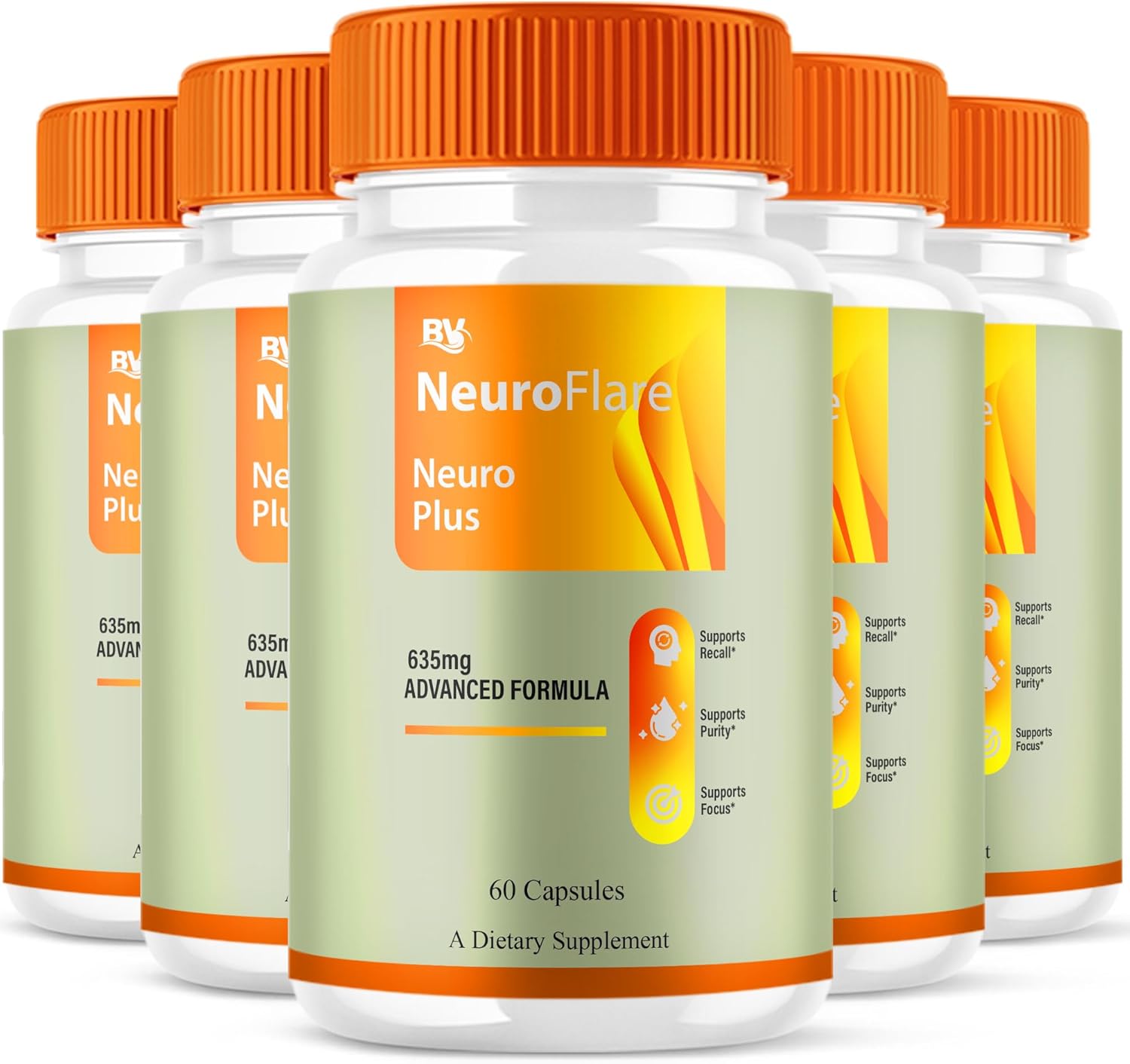 (5 Pack) Neuro Plus Brain Formula, NeuroFlare Neuro Plus Advanced Memory & Focus Support Supplement Pills, Neuro Plus Max Strength Premium Brain and Memory Support Formula Pills (300 Capsules)
