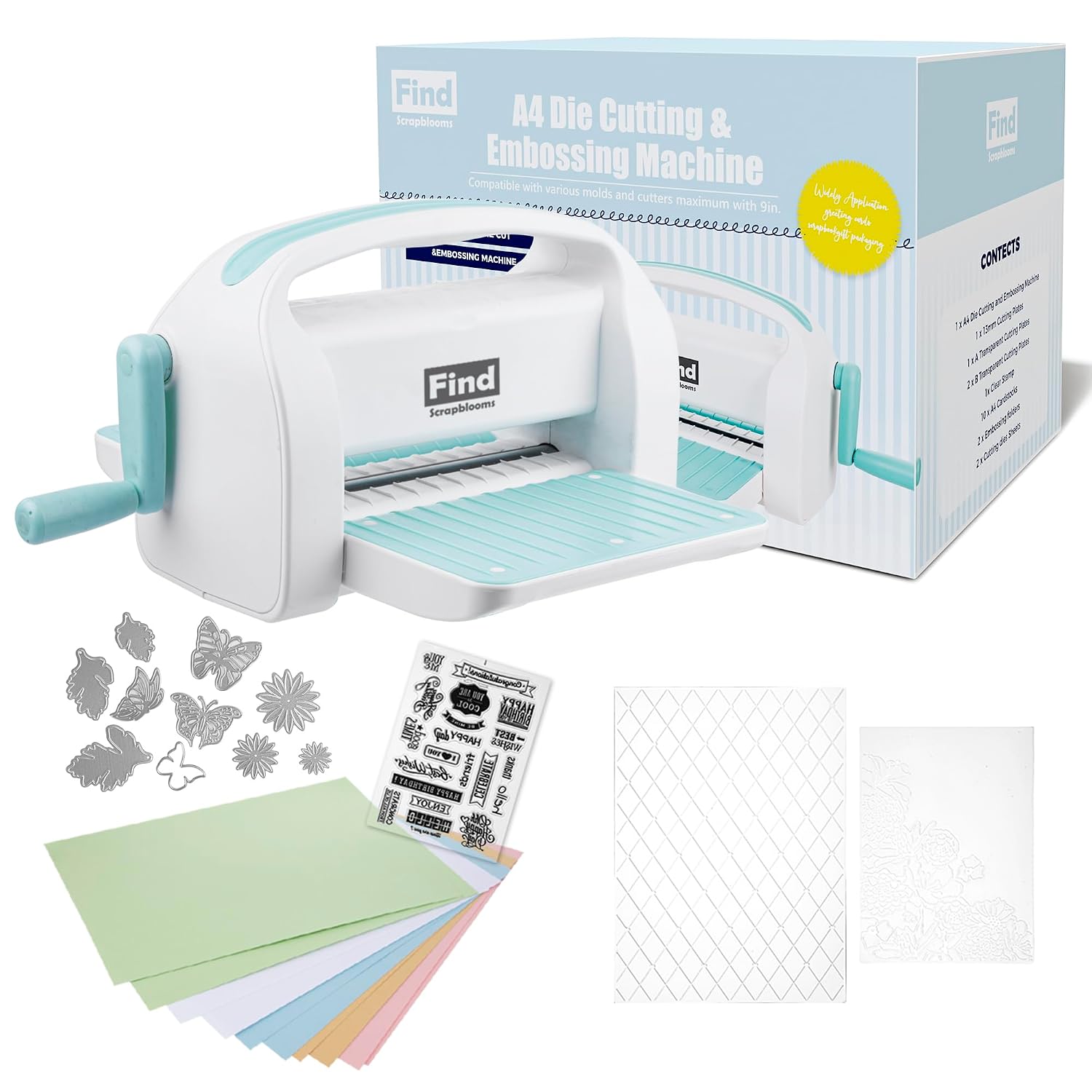 Die Cutting Machine for Card Making, Foldable Embossing Machine for Scrapbooking，DIY Paper Craft (Gift Box), 9" Opening