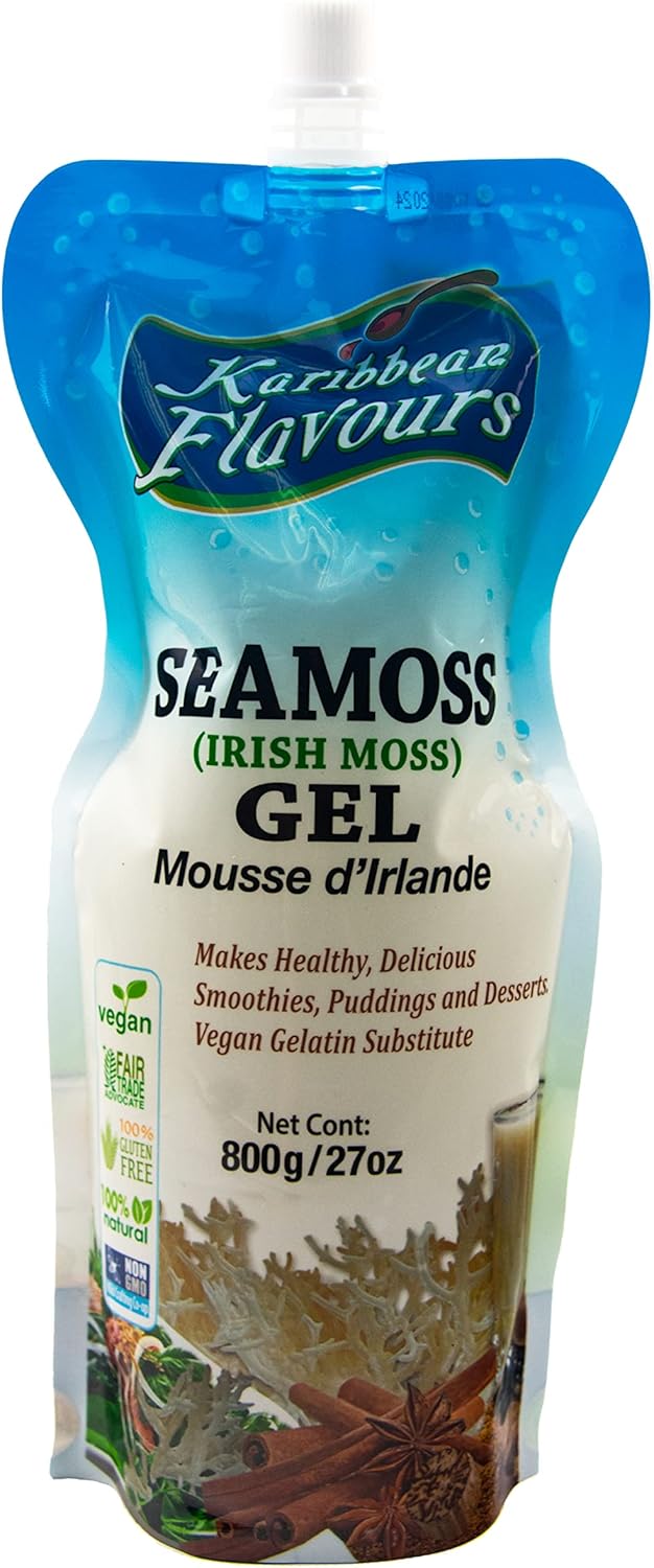 Caribbean Sea Moss Gel (750 ml) | Wildcrafted | 100% Natural | Vegan | Ready to Use | Squeezable Pouch | Perfect For Culinary Use - Smoothies And Desserts (27.00 Fl. Oz)