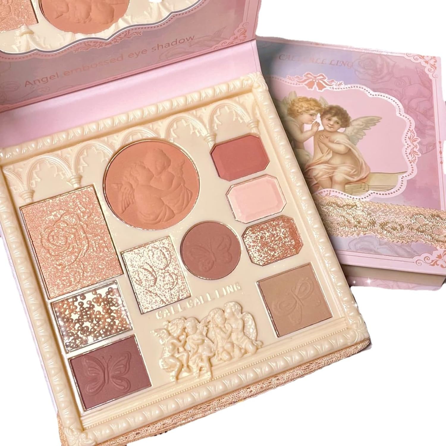 Embossed Eyeshadow 10 Colors Eyeshadow Palette Makeup Blush Highlighter All In One Disc Matte&Glitter Eyeshadow Makeup High Pigmented Shades Multifunctional Eyeshadow Palette