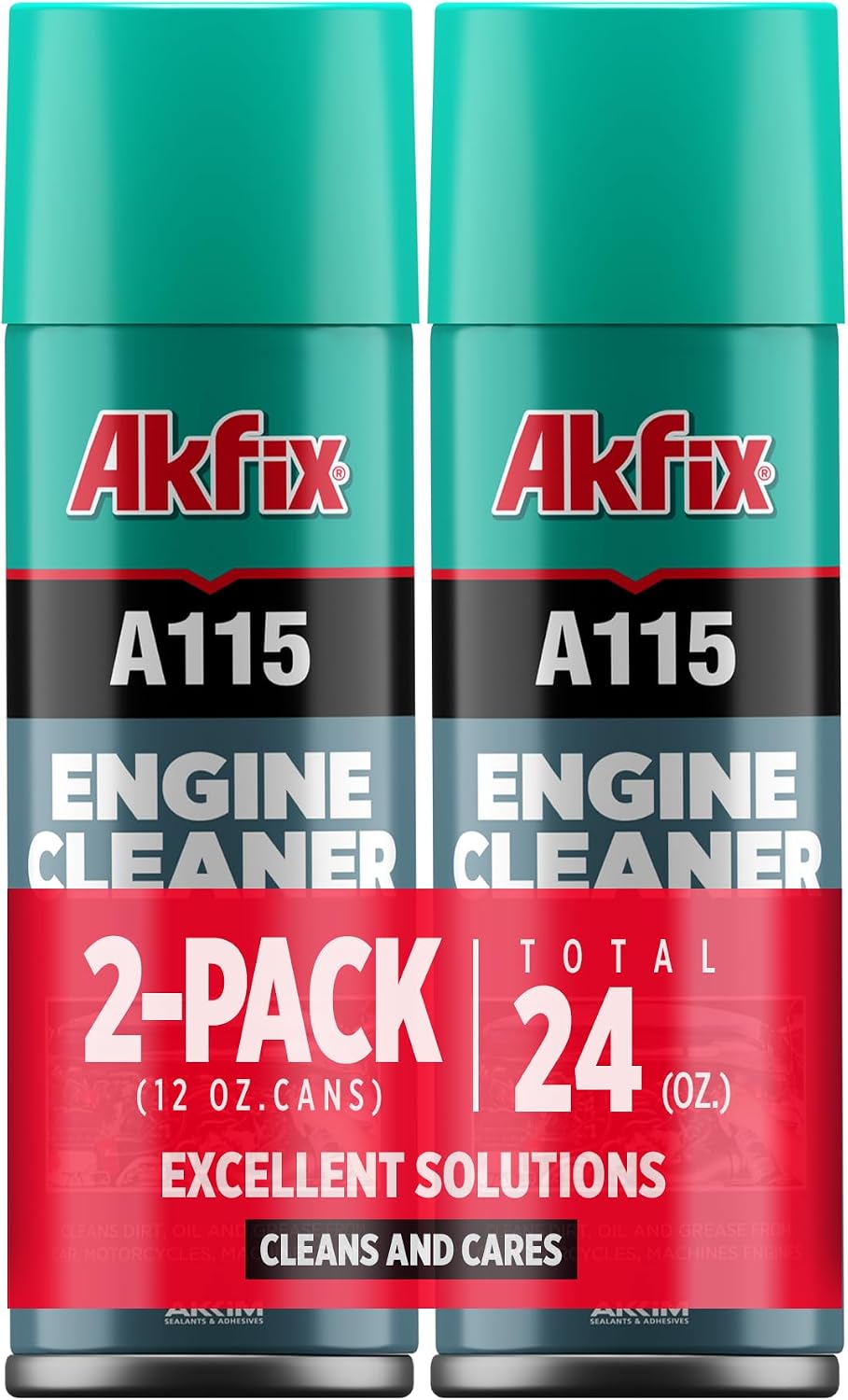 Akfix A115 Engine Cleaner and Degreaser - Quick and Bright Cleaner for Car, Motorcycle, Automotive and Machine Engine - Oil Grease Remover, Degreaser Cleaner Spray | 2 Pack, 16.9 Oz.
