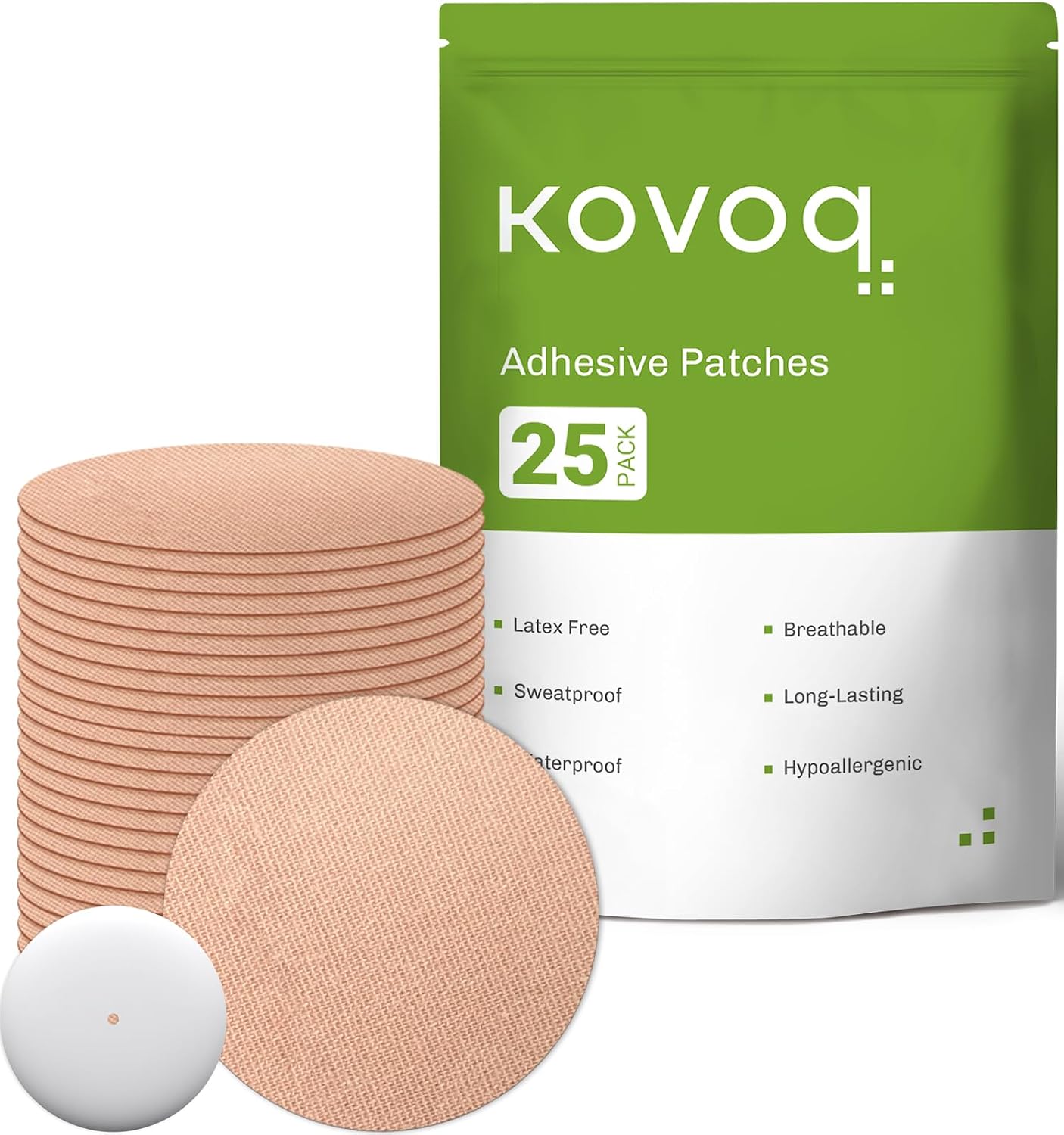 Kovoq Freestyle Libre 2 Sensor Covers,25 pcs Waterproof Adhesive Patches & 1 pcs Reusable Hardshell Cover,Libre 2 Sensor Covers,Breathable CGM Sensor Patch,1-Hand Patche/Remove (Tan)