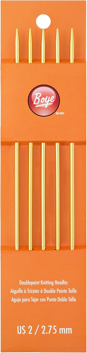 Boye 3236307002M Aluminum Double Pointed Knitting Needle Set, US Size 2, 7" L, 5pcs