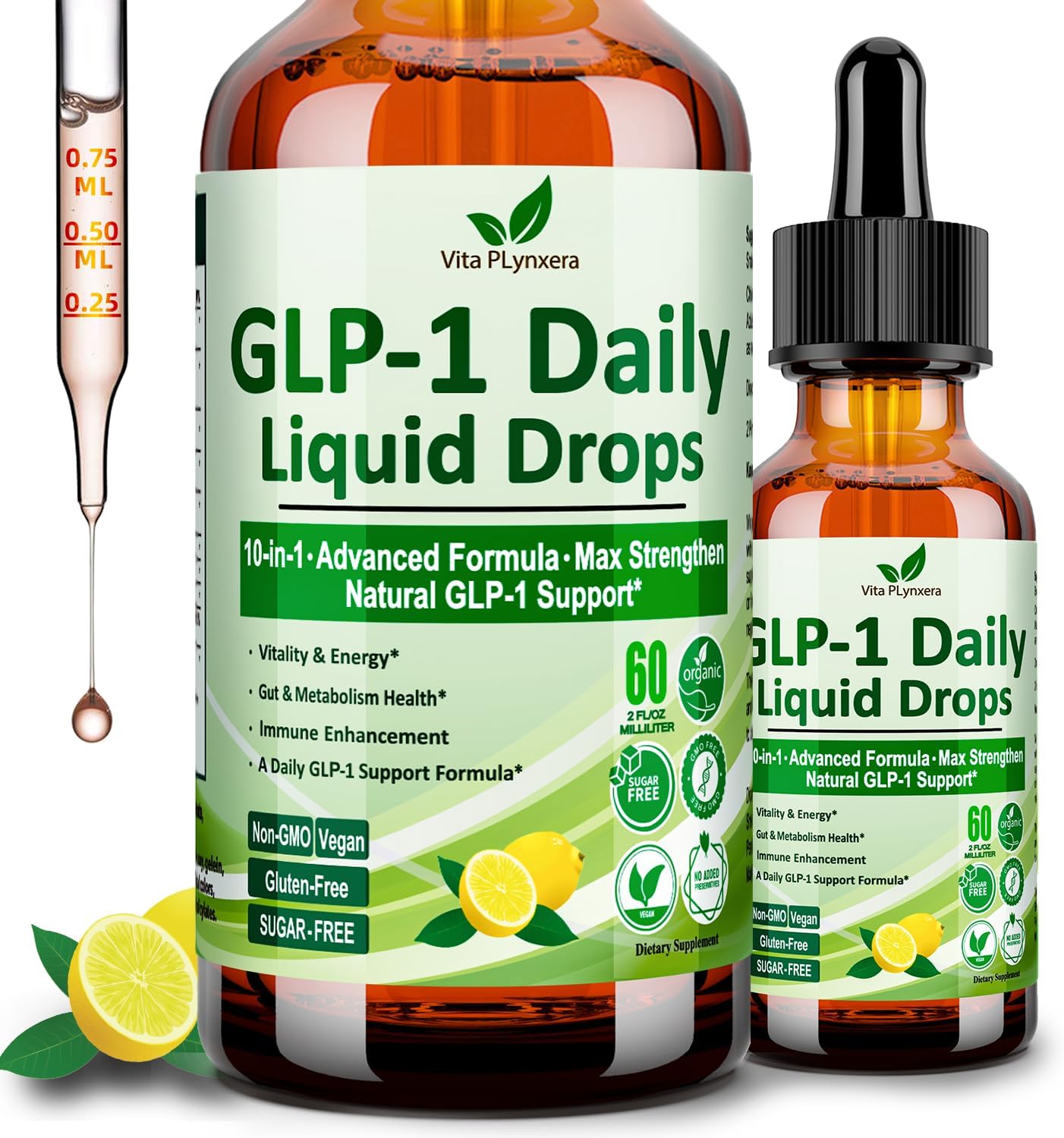 GLP-1 Support Liquid Drops, 10-in-1 Formula with Berberine, Ceylon Cinnamon, Prebiotic Fiber & Green Tea Extract | Support Healthy Metabolism, Digestive & Gut Health for Women & Men | Vegan, Non-GMO