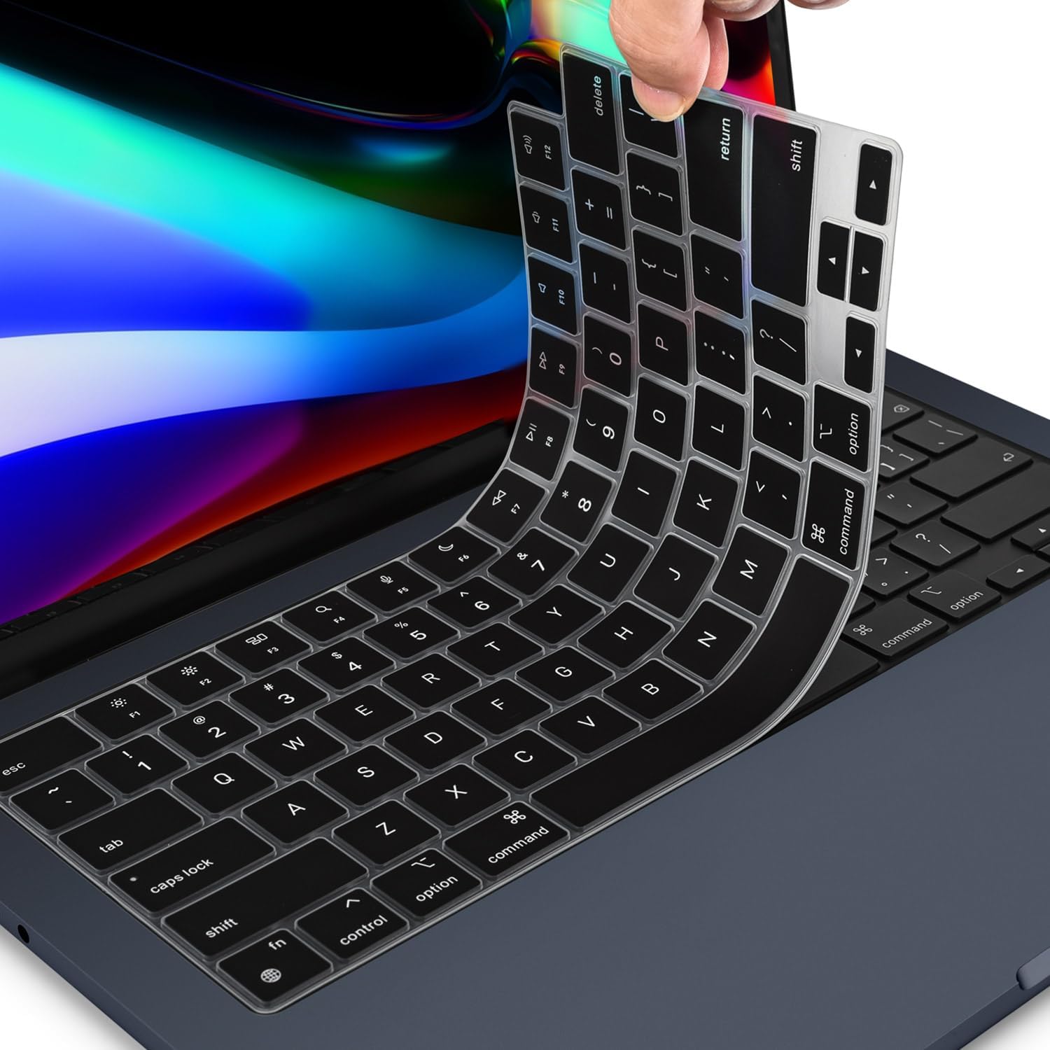 CaseBuy Keyboard Cover for 2025 2024 2023 MacBook Air 13.6/15 Inch M4 M3 M2 A3240 A2941 A3241 A3114, MacBook Pro 14" 16" M4 M3 M2 M1 Pro/Max A2442 A2779 A2918 A2992 A2485 A2780 A2991 Protector -Black