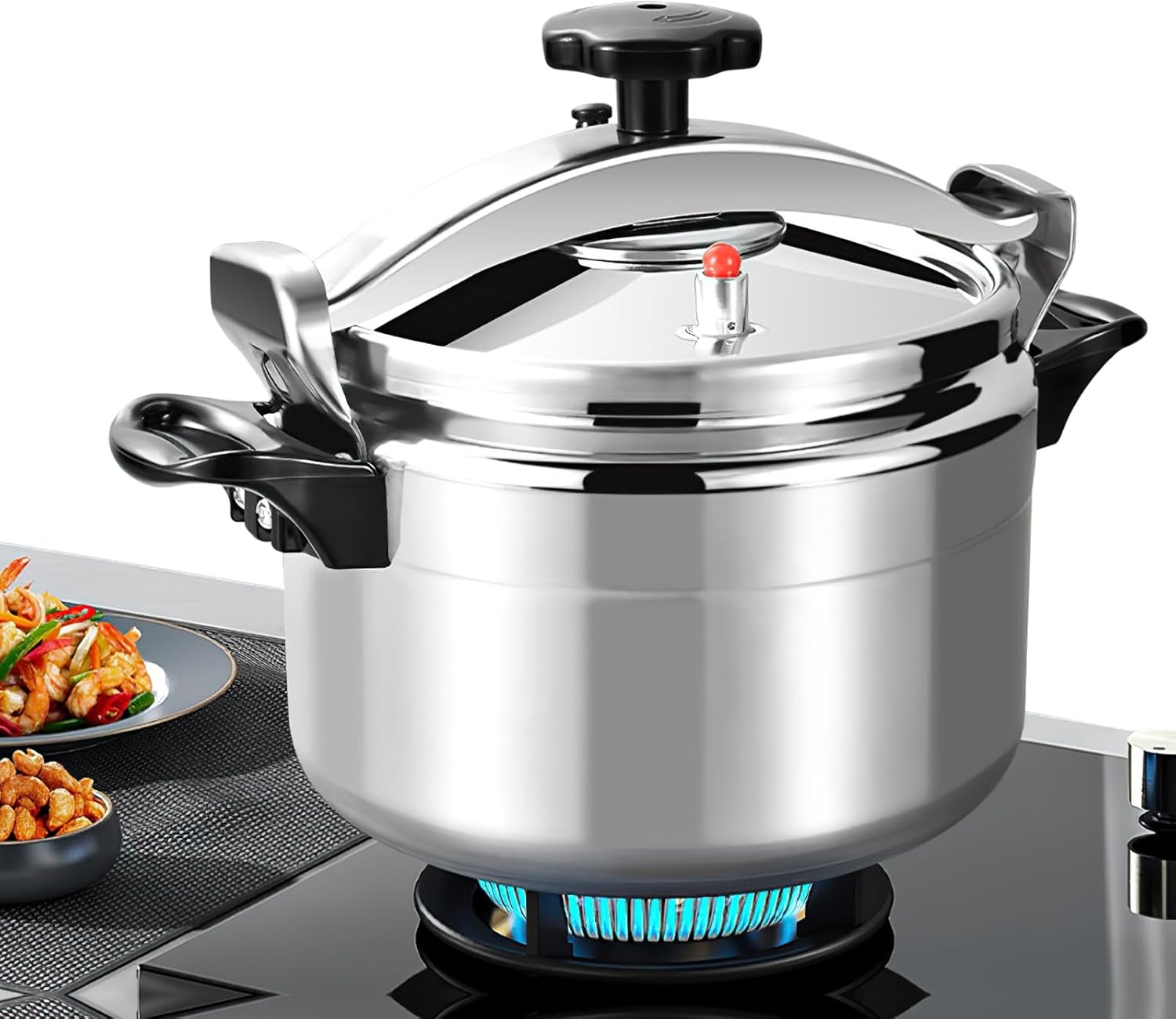 3 Litre Pressure Cooker for Kitchen & Catering,Aluminum Alloy Pressure Cookers with Safely Valve, Double-sided Caliper Lock Cover, Canning Pot for most Hob Types (3L)