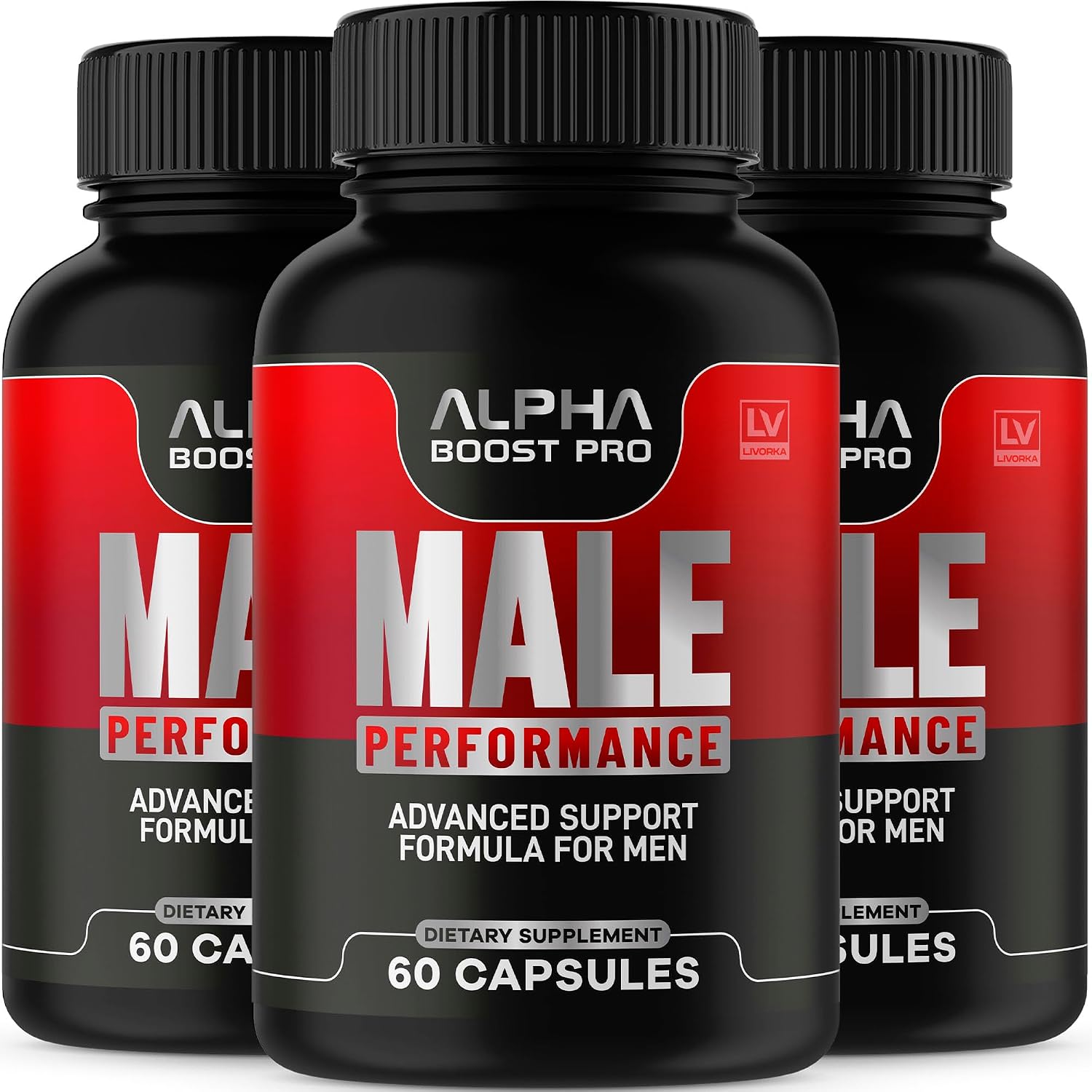 LIVORKA Alpha Boost Pro Official Advanced Formula, All Natural Pills for Overall Health, 180 Capsules for 3 Months - Pack of 3