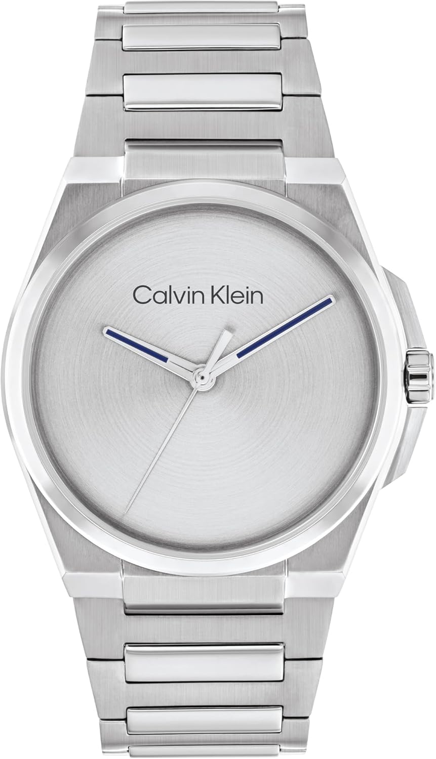 Calvin Klein Three Hand Quartz Movement Watch for Men META-MINIMAL Collection with Stainless Steel Bracelet – Available in Silver, Grey or Black