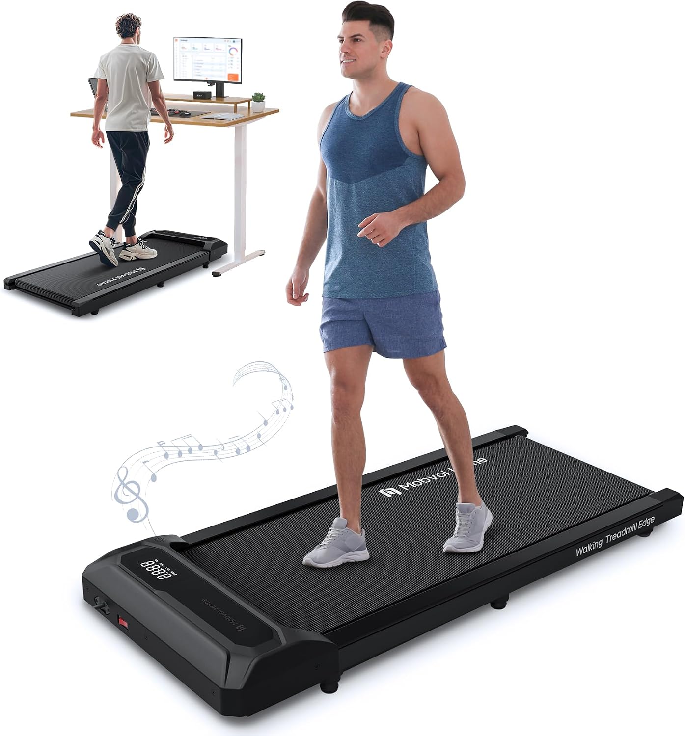 Mobvoi Walking Pad Smart AI Under Desk Treadmill Portable Small 2 in 1 Treadmills for Home Office Jogging Running Machine TicSports Zwift Kinomap with LED Display Remote Control 6 KMH Easy Storage