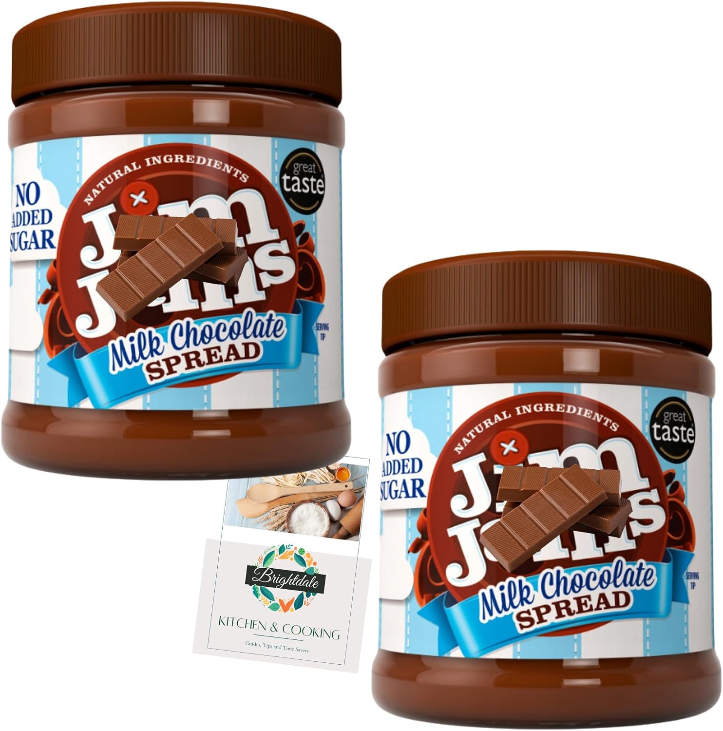 Low Calorie Chocolate Spread Bundle with Jim Jams Milk Chocolate Spread 350g 2 Pack + Brightdale Kitchen Booklet