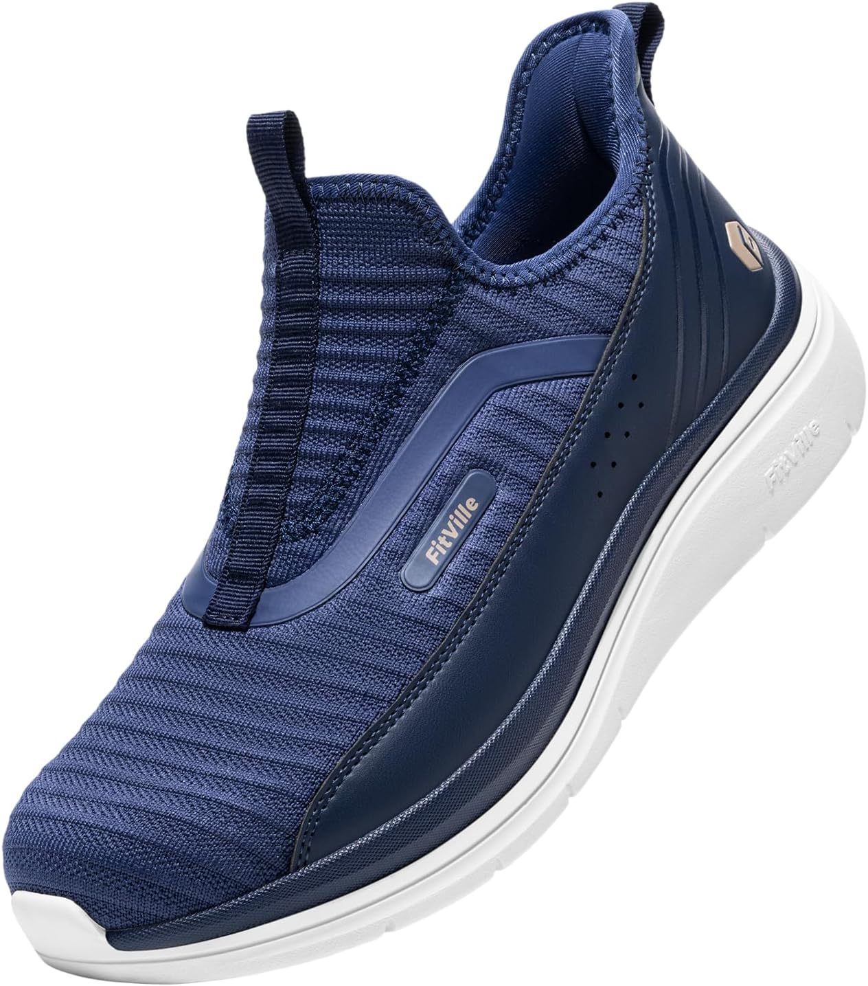 FitVille Men's Extra Wide Slip on Walking Shoes with Arch Support Men Slip on Sneakers for Foot Pain Relief-Stepease V2