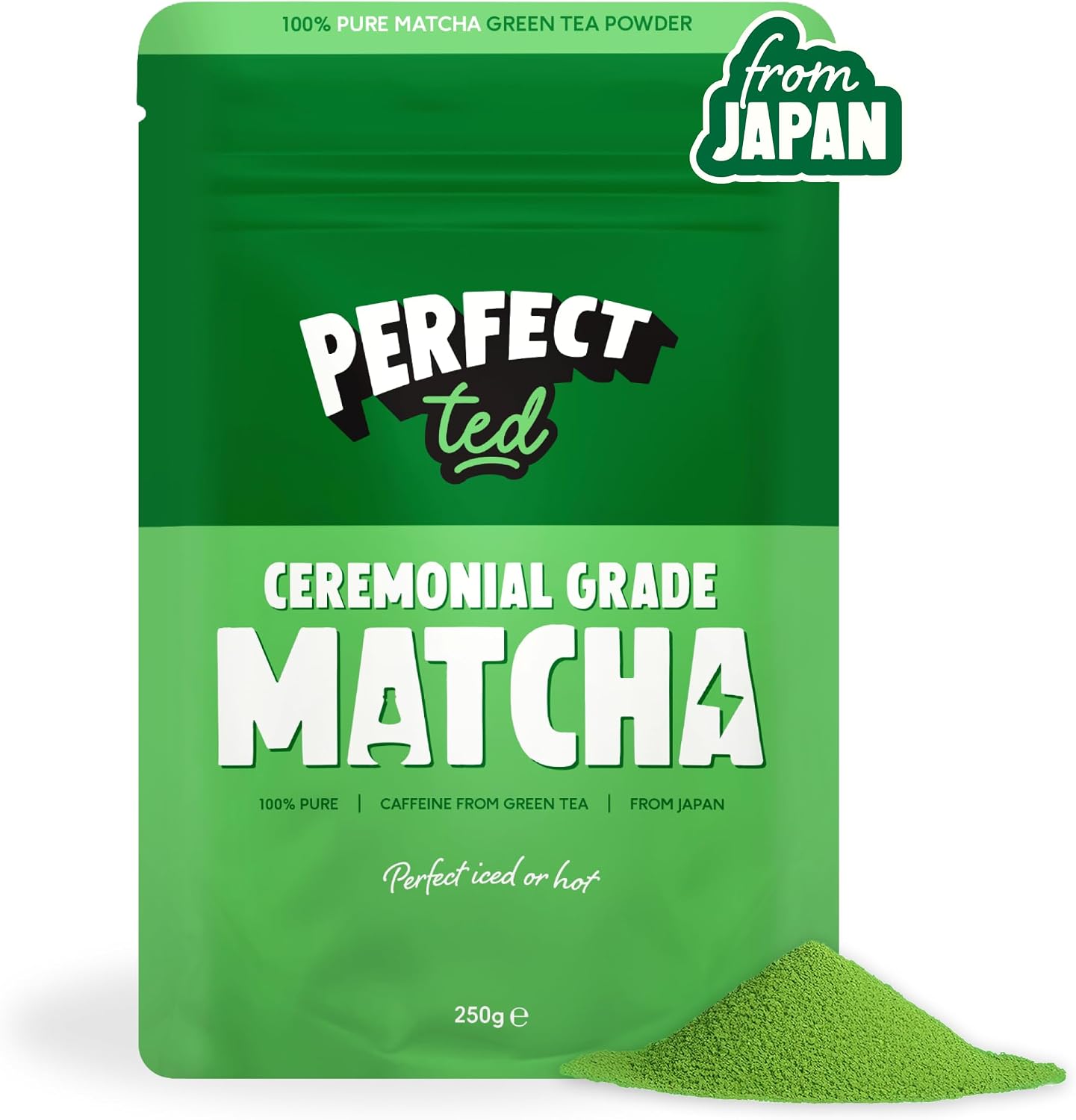 PerfectTed Matcha Powder 250g | Ceremonial Grade Japanese Matcha | 250 Servings | Green Tea Powder for Lattes, Smoothies & Baking | L-Theanine | Antioxidants | Vegan | Gluten-Free