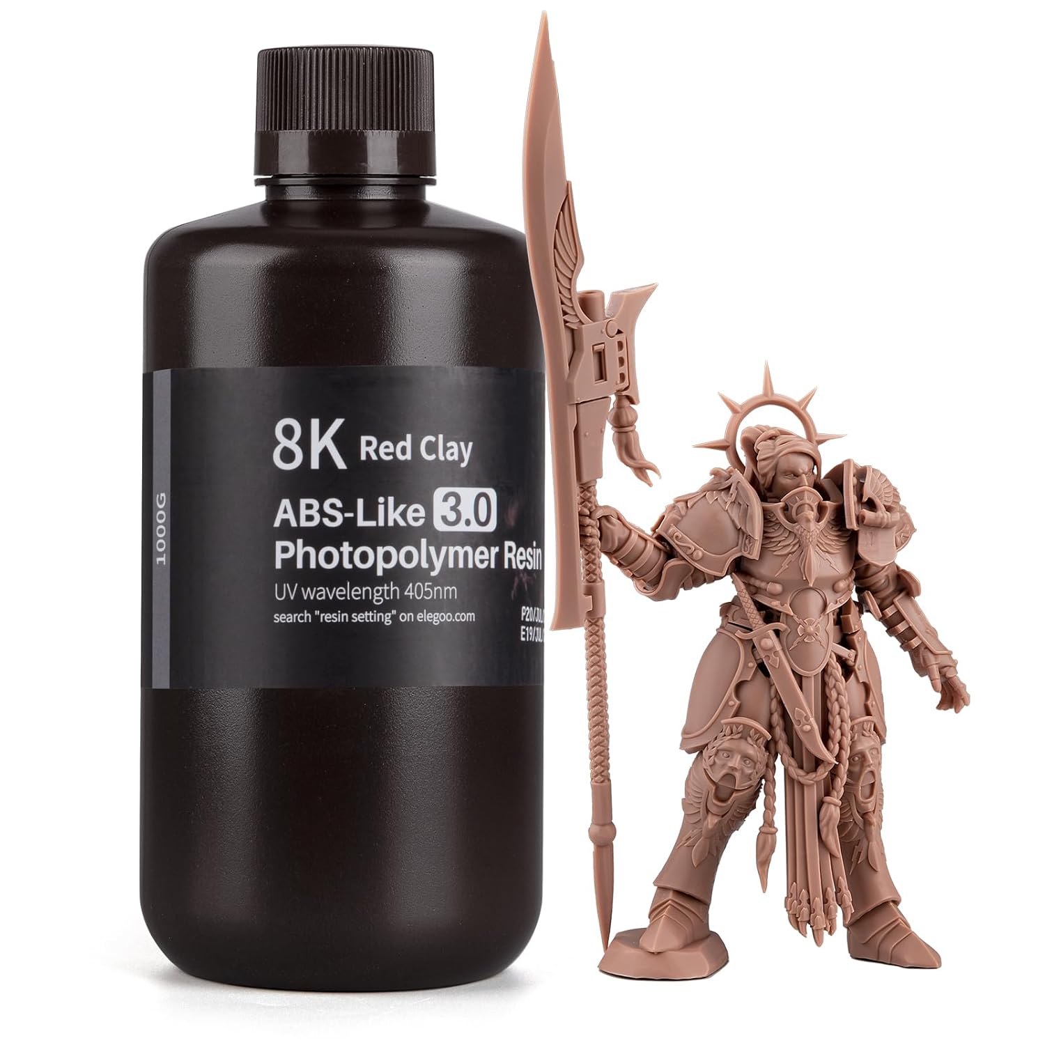 ELEGOO 8K ABS-Like 3D Printer Resin 3.0, 405nm UV-Curing Photopolymer Resin for LCD/DLP 3D Printing, with Enhanced Strength and Toughness, High Precision, Low Viscosity, Red Clay 1000g