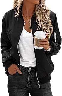 Zeagoo Women's Bomber Jacket Casual Coat Zip Up Outerwear Windbreaker with Pockets S-XXL