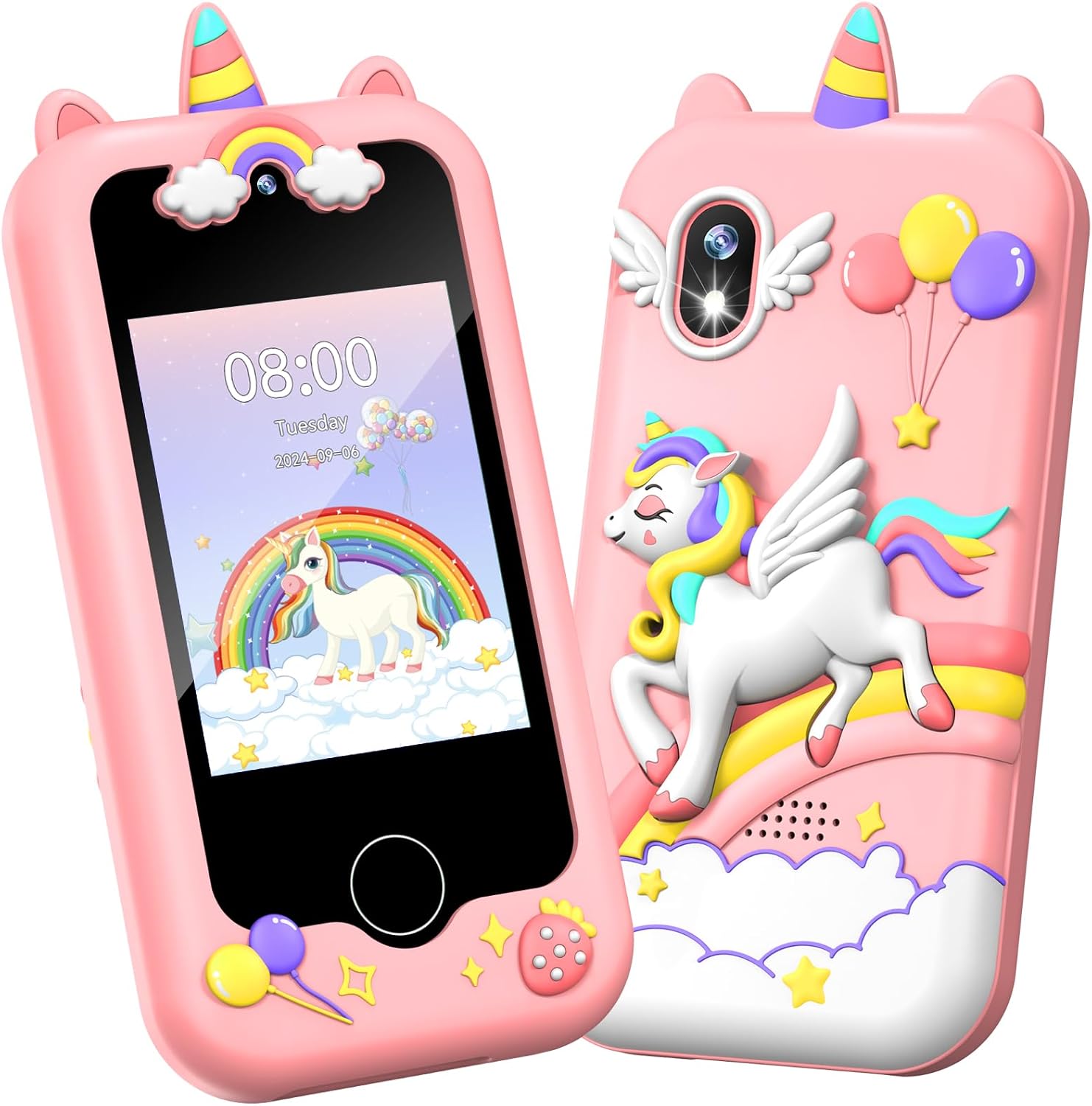 Gofunly Kids Smart Phone Toy for Girls Age 3-8, Touchscreen Kids Mobile Phone with Dual Camera, Toddler Camera Learning Toy for Birthday Gifts, 2.8 Inch Pink
