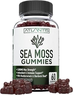 Irish Sea Moss Gummies - 3000MG - Formulated with Irish Sea Moss, Bladderwrack & Burdock Root. Rich in Essential Vitamins & Minerals - Rich in Antioxidants - Advanced Superfood Supplement - 60 Gummies
