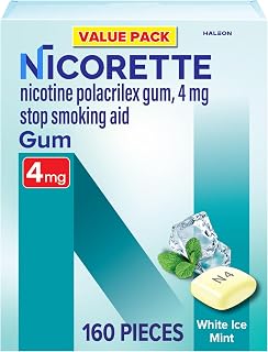 Nicorette 4mg Nicotine Gum to Quit Smoking - White Ice Mint Flavored Stop Smoking Aid, 160 Count