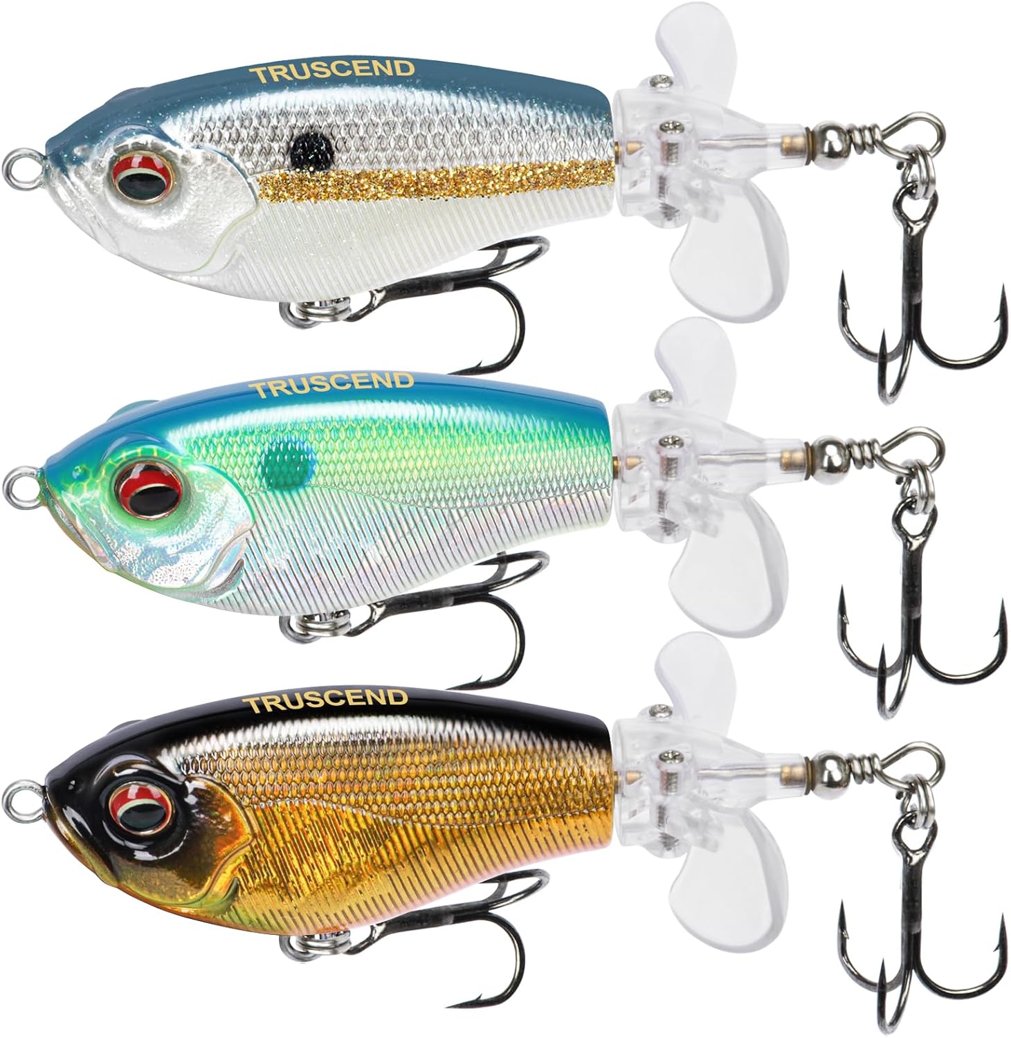 TRUSCEND Top Water Fishing Lure with BKK Hooks, Whopper for Freshwater or Saltwater, Wobble Surface Bass Baits Teasers, Floating Lure for Catfish Pike, Gifts for Men