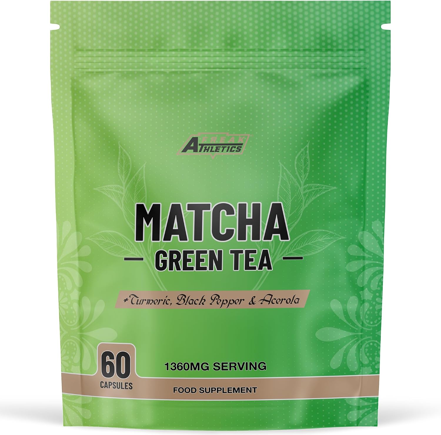 Matcha Green Tea 60 Capsules - Matcha Green Tea Tablets - Boosted with Turmeric, Acerola Cherry & Black Pepper