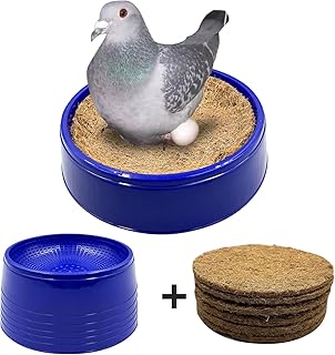 6PCS Pigeon Nest Bowl,Plastic Bird Nest Bird Cage Breeding Hatching Nest with 6PCS Coconut Palm Mat for Racing Pigeons, Doves,Quails and Small Birds,Pet Cage Supplies