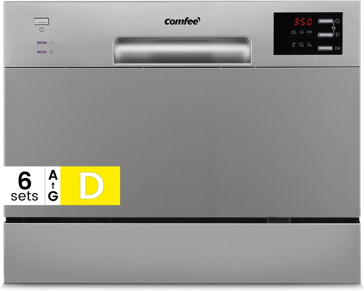 COMFEE' Table Top Dishwasher, 6 Place Settings, Silver