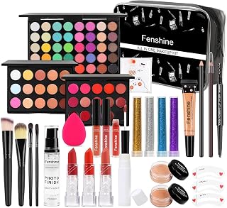 Fenshine All In One Makeup Kit for Women, Full Makeup Gift Set for Beginners, Makeup Essential Starter Bundle Include Eyeshadow Palette Lipstick Eyebrow Pencil Brush Set (Type C)