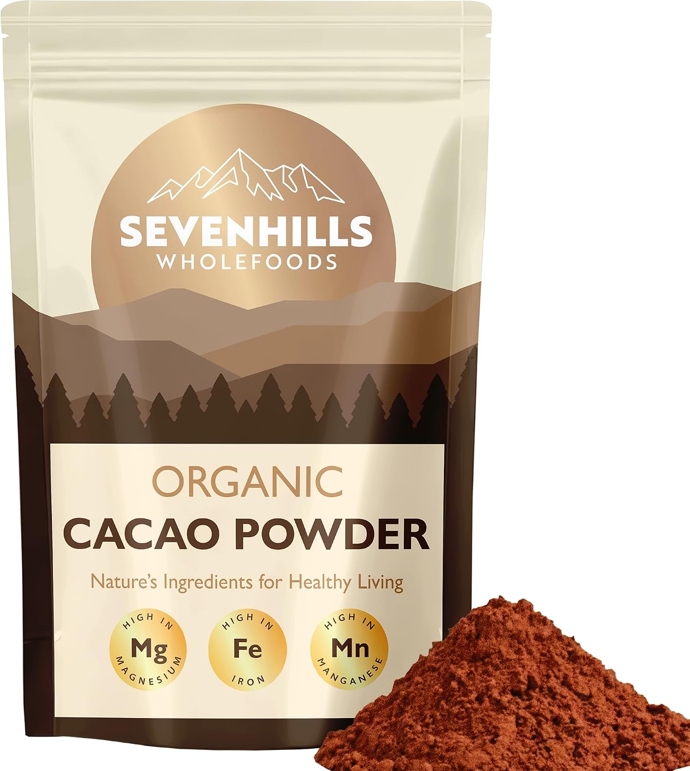 Sevenhills Organic Cacao Powder 1kg, Non-alkalised, High in Iron, Magnesium