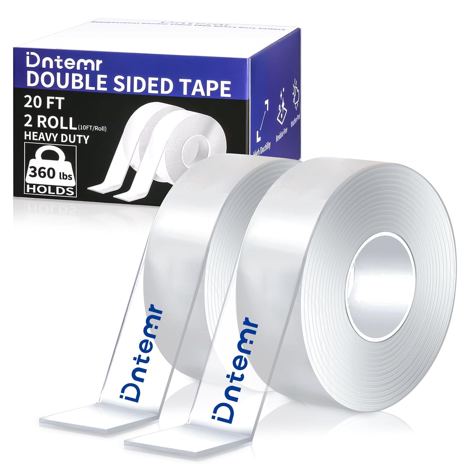 Double Sided Tape Heavy Duty 2 Rolls 120" x 1.18" Removable Nano Tape for Poster Carpet Picture Hanging Strip Rug - Strong Adhesive Multipurpose Clear Mounting Tape for Walls - 20 Feet