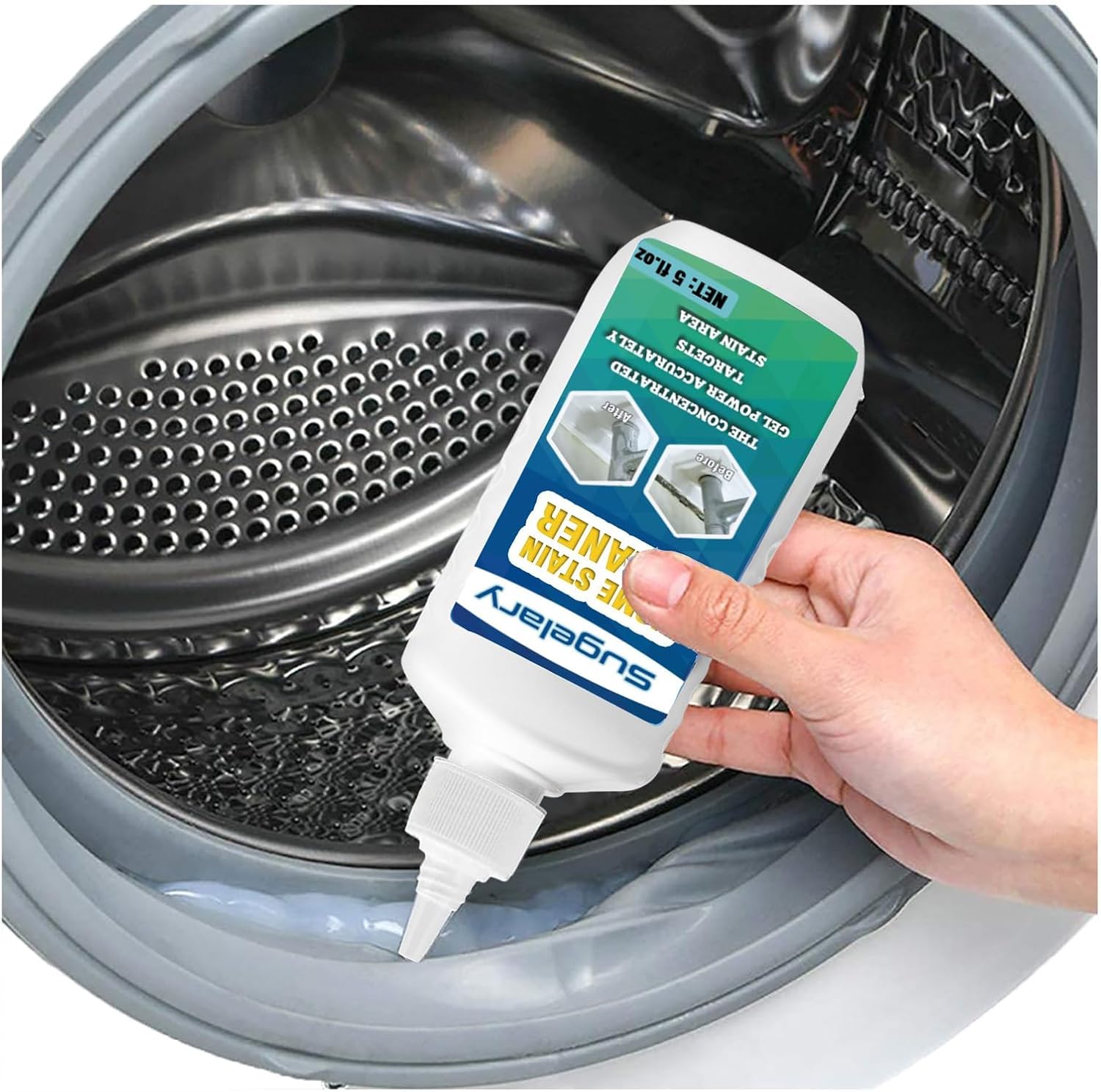 Sugelary Home Stain Cleaner, 5 fl oz Mold Stain Cleaning Gel for Washing Machine Seals, Fridge Gaskets, Tile Grout, Sink and Bathroom Use