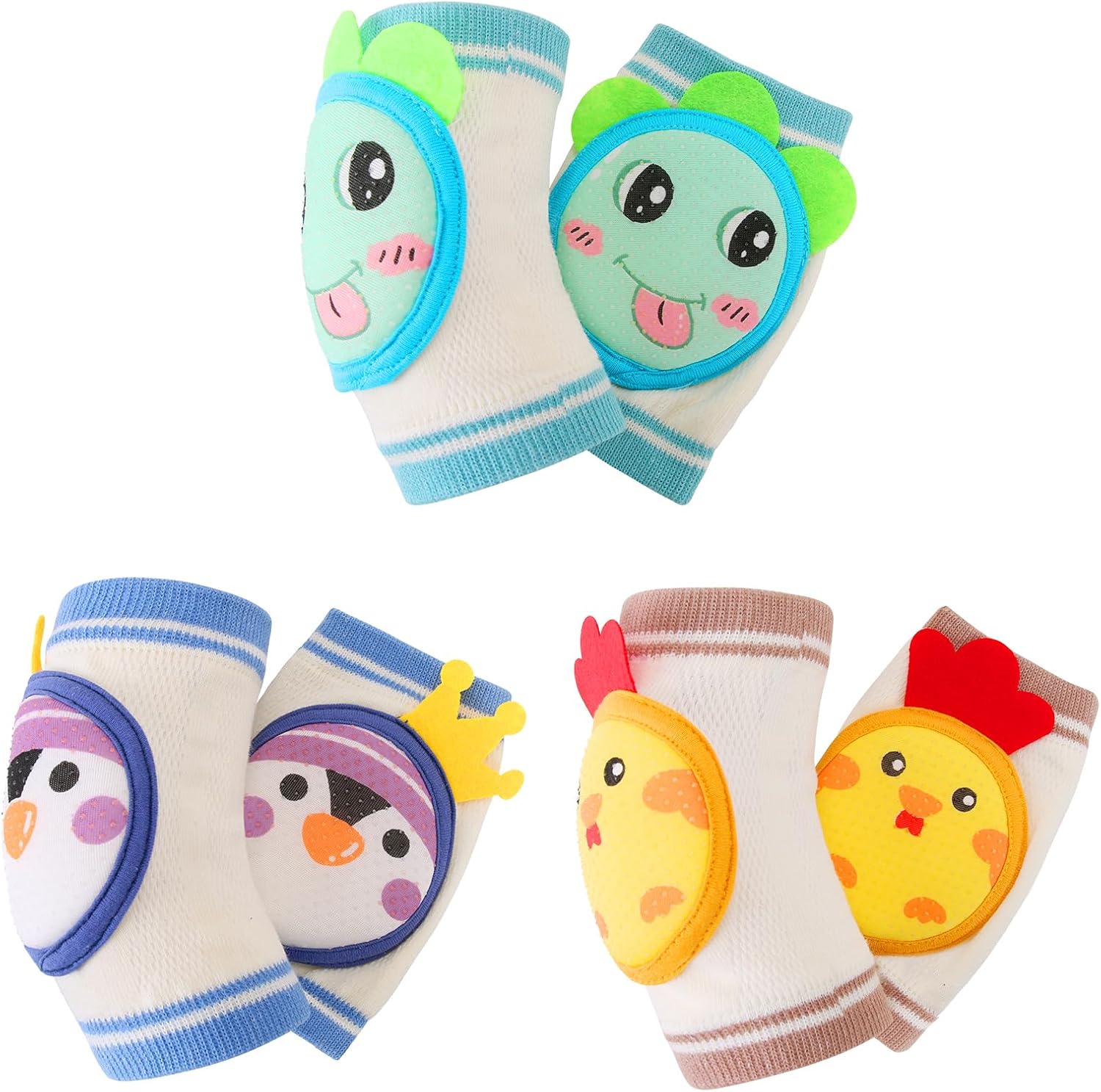 NASHRIO Baby Knee Pads for Crawling, Anti-Slip and Protect Toddlers Knees. Knee Warmer and Breathable 3D Mesh for Boys and Girls, 3 6 12 Months Old Baby Must Haves (3 Pairs)