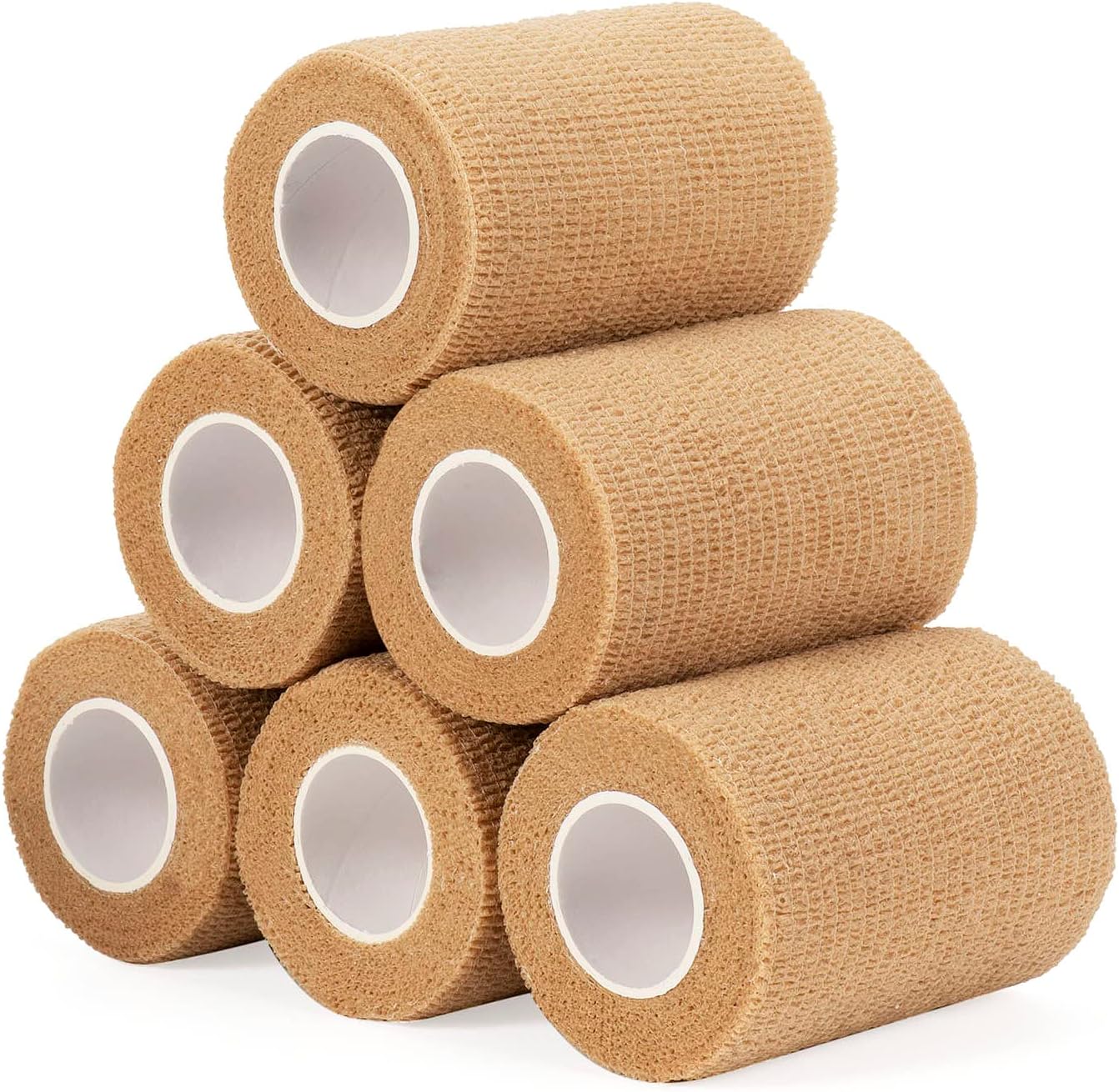 Cohesive Bandage Wrap 7.5cm, Self Adherent Vet Wrap Self Adhesive Bandage Tape for Wrist & Ankle Sprain Swelling Breathable Elastic Pet Bandage Tattoo Grip Cover Skin Color (6 Roll)