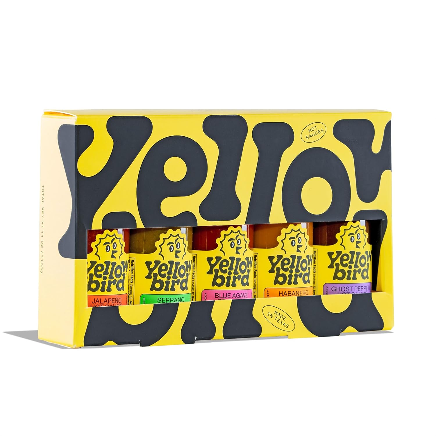 Yellowbird Classic Hot Sauce Variety Pack - 5-Piece - Mellow to Real Hot - Travel Size Hot Sauces - Blue Agave Sriracha, Ghost Pepper Hot Sauce, Habanero Sauce & More (2.2 oz, 5 Count)