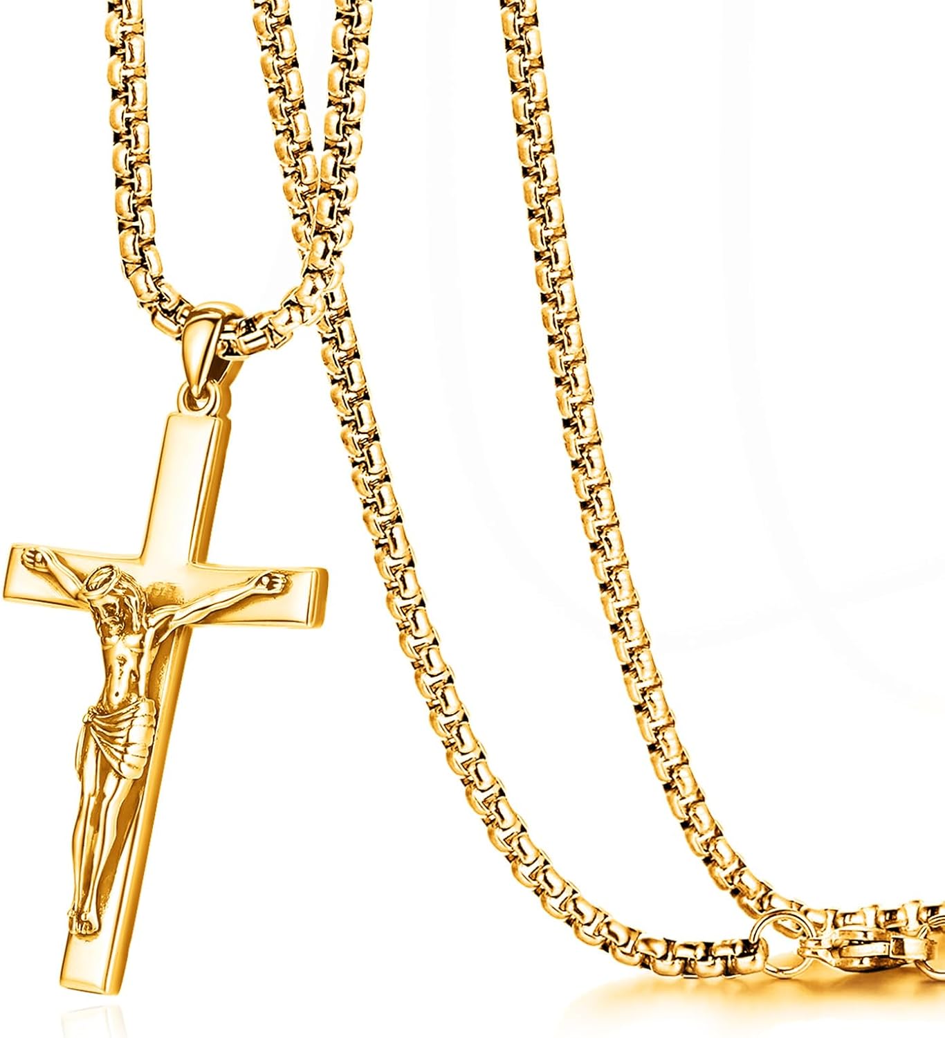 Eusense Cross Necklace for Women Men Crucifix Pendant Sterling Silver 925 Cruz De Caravaca Cross Jesus Crucifix Jewelry