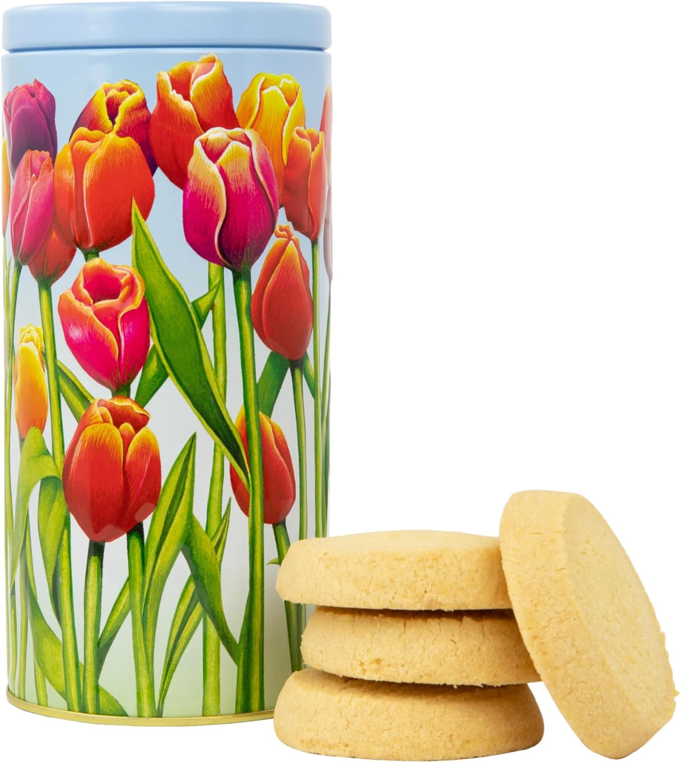 Floral Biscuits Gift Set - Scottish Shortbread, Luxury Biscuit Selection Box Hamper - Novelty Gifts - British Selection for Family Sharing, Thank you Teacher Biscuits for Men & Women - Tulip