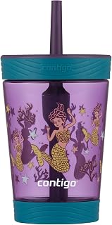 Contigo Kids Spill-Proof Tumbler with Straw, 14oz., Eggplant with Mermaid